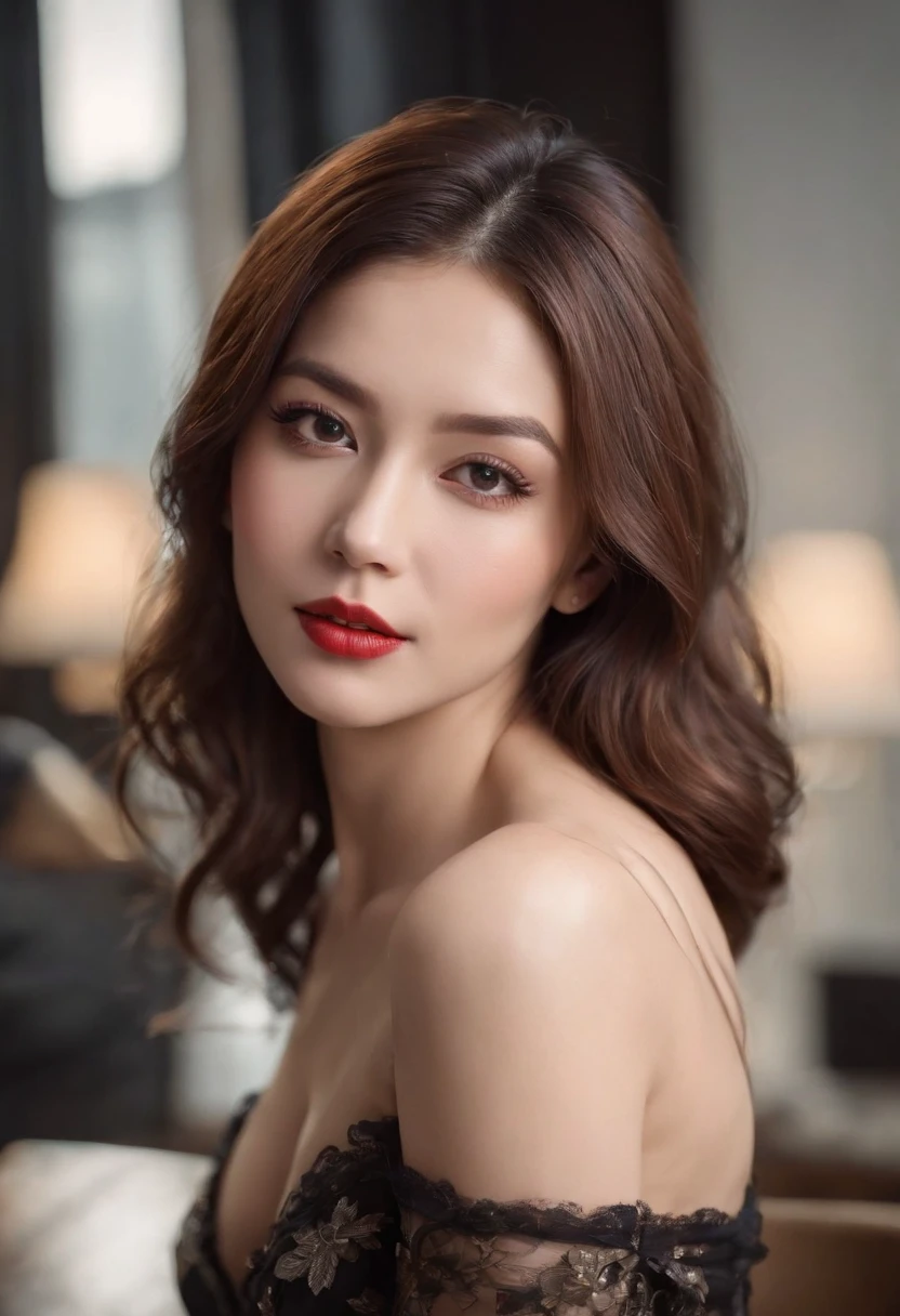 (Best quality,Ultra-detailed,Realistic:1.37),Portrait,Girl,Beautiful detailed face,Long eyelashes,Seductive gaze,Perfect lips,Radiant complexion,Stunning figure,Korean underwear,Black stockings,High heels with stiletto heels,tattooed body,Wearing a collar,Dance in vibrant clubs,incredibly detailed,surrealism,gentlesoftlighting,Vivid colors
