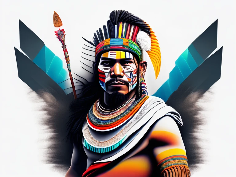 white background, urban art type, Incan warrior, 8k, vivid colors
