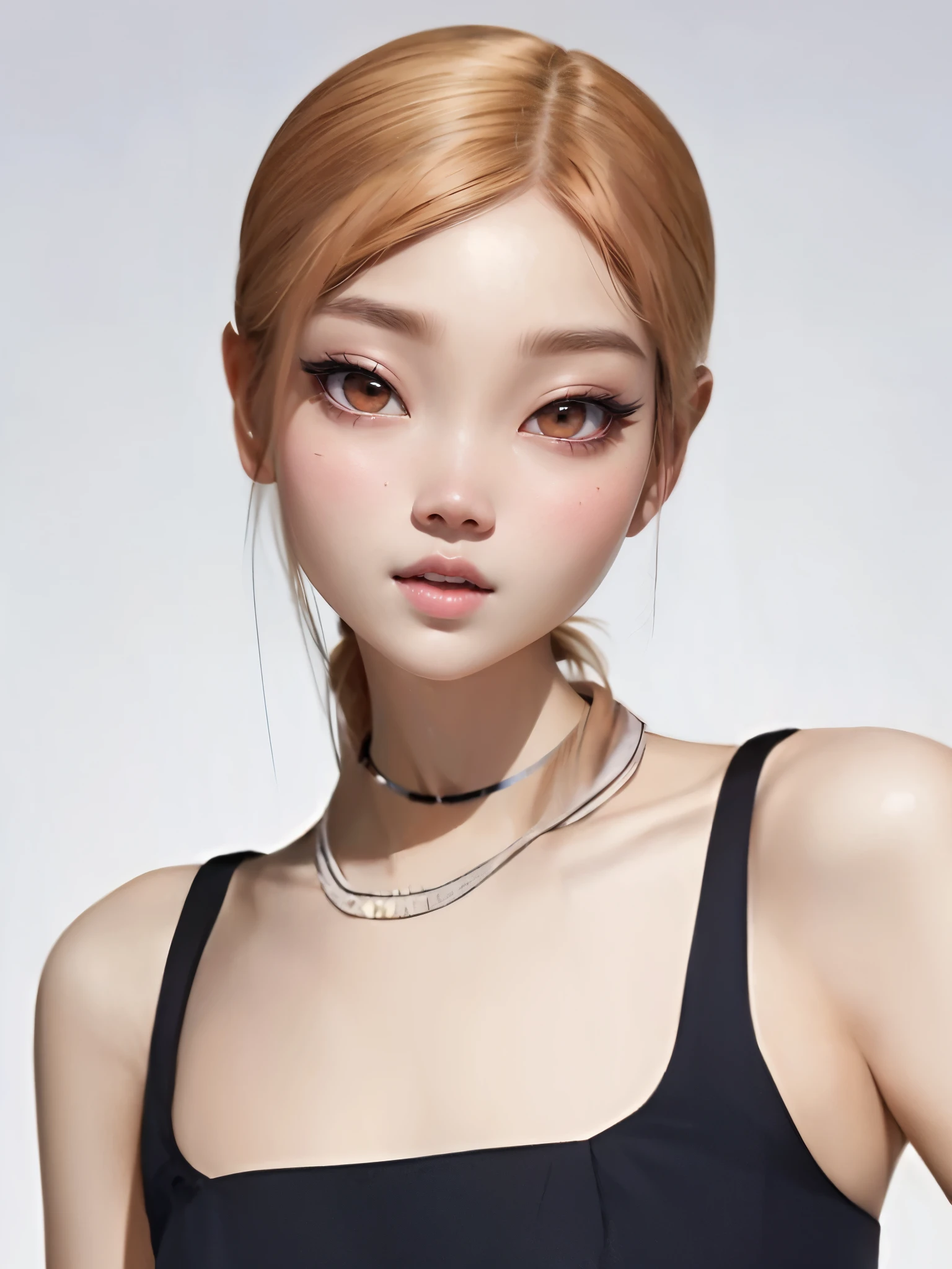 a close up of a woman with a necklace on her neck, roseanne park of blackpink, portrait of jossi of blackpink, heonhwa choe, jinyoung shin, park ji-min, portrait of female korean idol, jaeyeon nam, jossi of blackpink, taejune kim, sun yunjoo, lee ji - eun, lee ji-eun