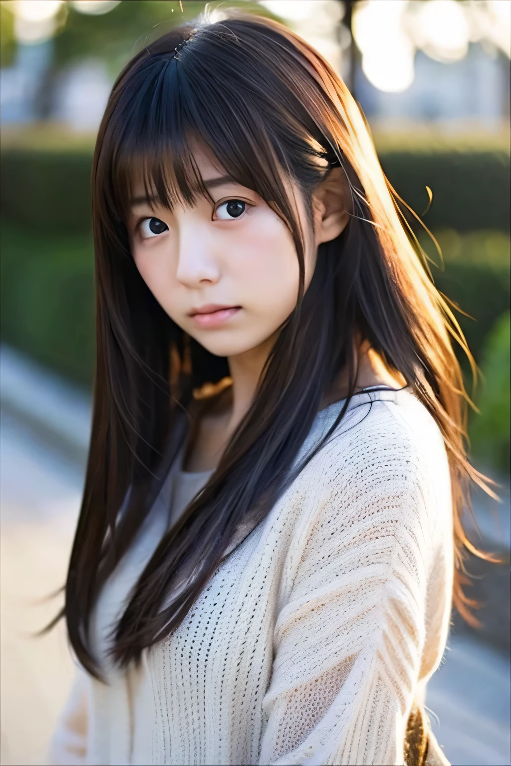 Japanese。Beautiful woman。like angel。beautiful girl。Looking at this。front。looking at camera。sad expression。shed tears。
