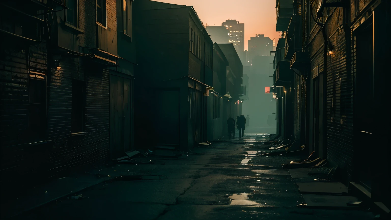 (best quality, highres, realistic:1.2),(dark, mysterious room),(dusk, twilight atmosphere),(hidden hideout),(secret place),(desolate world),(intense, suspenseful),(no way out),(New York alleyway),(desolate cityscape),(pursuers closing in),(hiding pursuers),(scenic view outside the window),(terrifying moment)