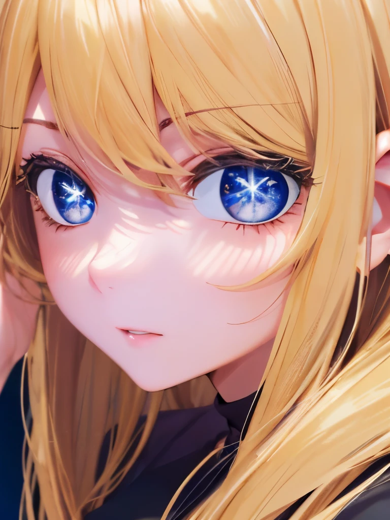 1woman,super beautiful,Sitting in the cave,close up photo,Various expressions,Beautiful eyes, very detailed face, HD face, perfect face,black t-shirt,black mini skirt,Very big breasts,Blonde hair,long hair,wavy hair,bangs,blue eyes,ultra detail,ultra Hd, masterpiece,4k