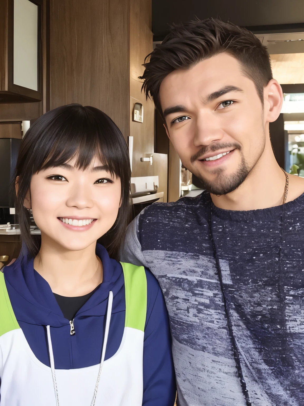 (Best quality, 8k, 32k, Masterpiece, UHD:1.2) "Generate an art scene featuring a well-known celebrity "Jacksepticeye" posing with a Japanese fan for a selfie. Show the celebrity and the fan in a joyful and friendly interaction, capturing a candid moment of connection and excitement. Portray the celebrity with their recognizable features and the fan displaying enthusiasm and admiration. Ensure the setting reflects a casual yet vibrant environment, possibly with hints of a crowded event or a bustling backdrop that complements the celebratory atmosphere. Emphasize the genuine and happy expressions of both the celebrity and the fan, creating a heartwarming scene of connection and fandom." (perfect eyes), flawless skin, flawless face, cinematic, tight body, ((well-proportion female hands)), ((female hands with five digits))