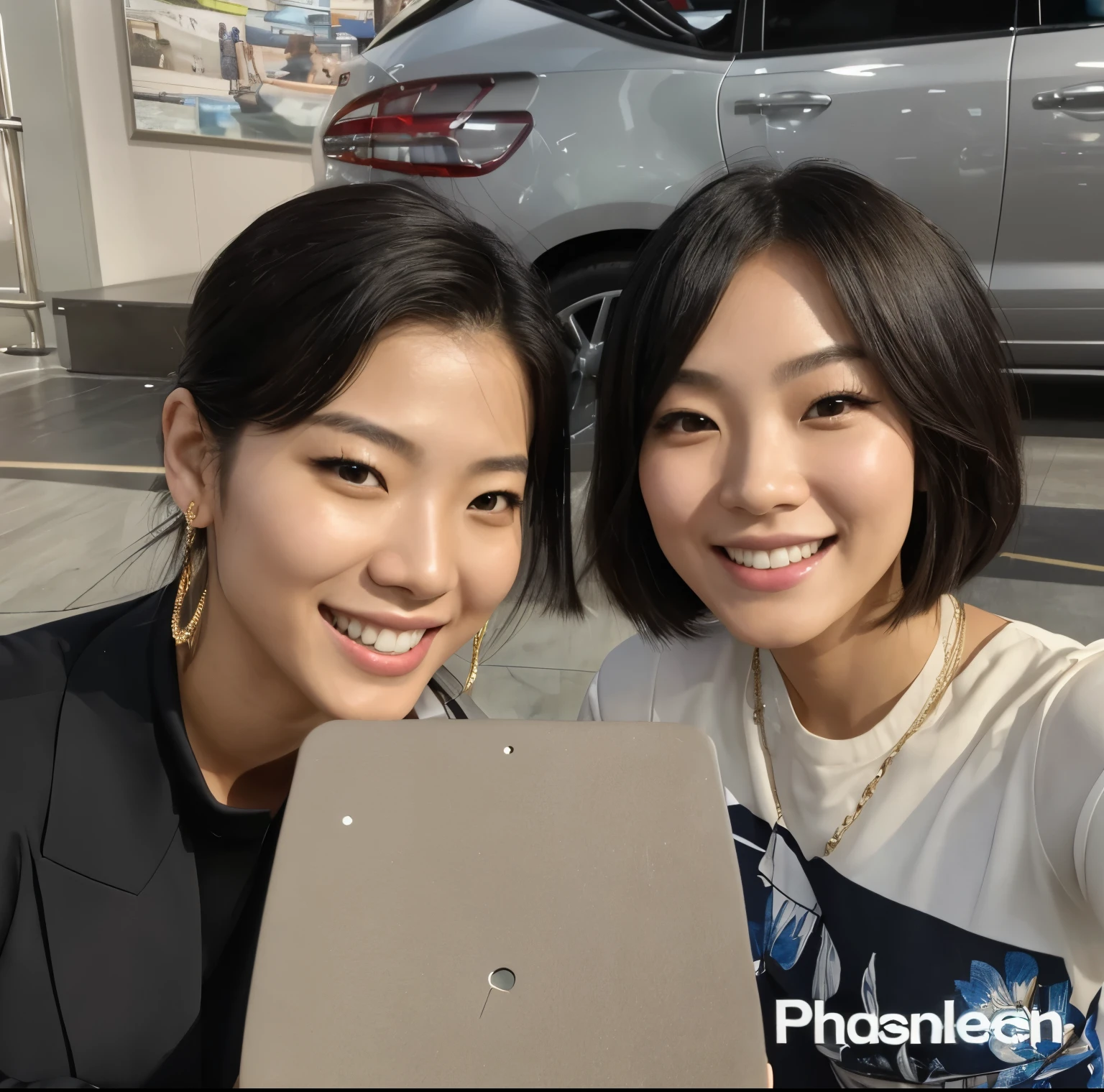 (Best quality, 8k, 32k, Masterpiece, UHD:1.2) "Generate an art scene featuring a well-known celebrity "Jung Ho-yeon" posing with a Japanese fan for a selfie. Show the celebrity and the fan in a joyful and friendly interaction, capturing a candid moment of connection and excitement. Portray the celebrity with their recognizable features and the fan displaying enthusiasm and admiration. Ensure the setting reflects a casual yet vibrant environment, possibly with hints of a crowded event or a bustling backdrop that complements the celebratory atmosphere. Emphasize the genuine and happy expressions of both the celebrity and the fan, creating a heartwarming scene of connection and fandom." (perfect eyes), flawless skin, flawless face, cinematic, tight body, ((well-proportion female hands)), ((female hands with five digits))