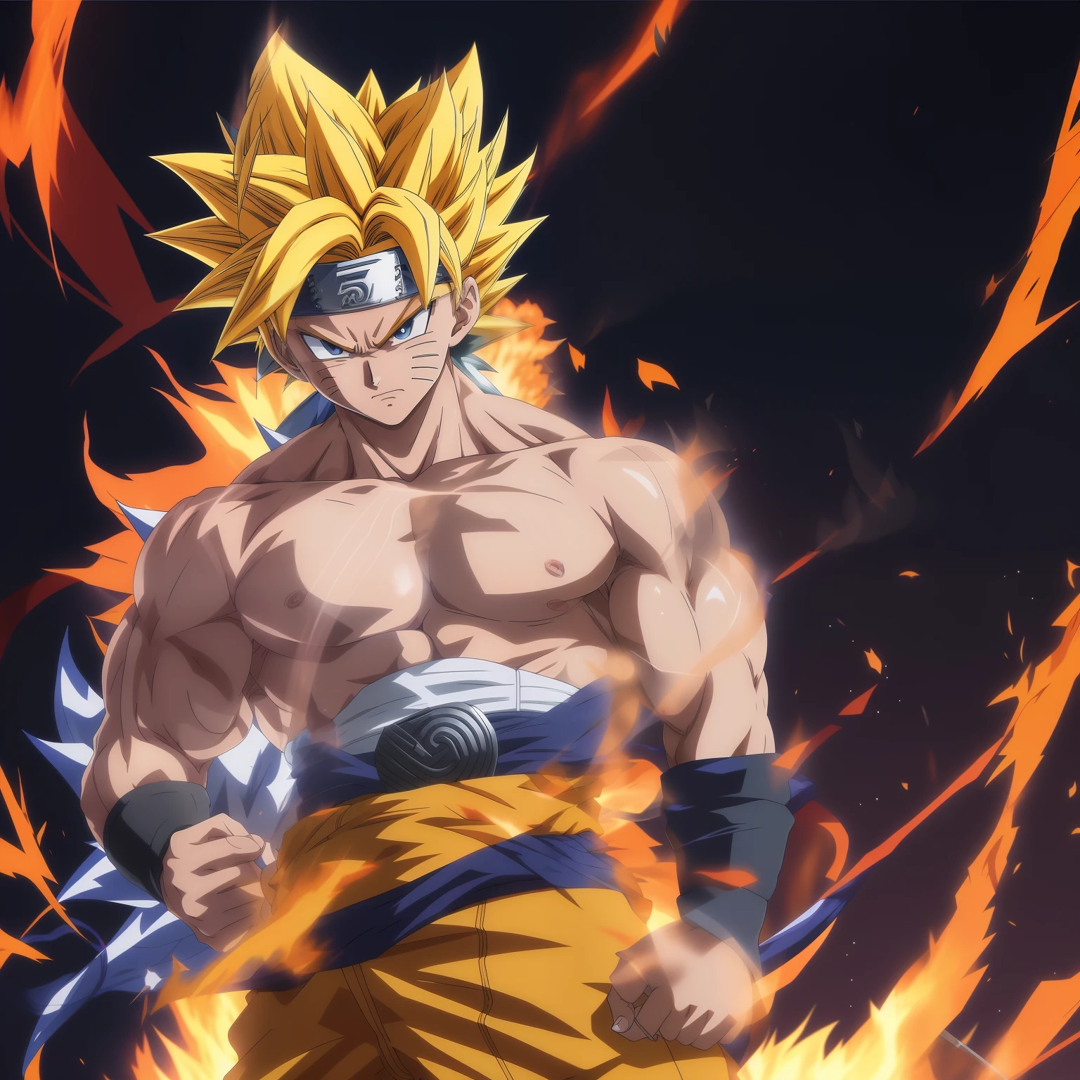 anime character with a very muscular body and a very big chest, super sayan, an epic anime of a energy man, super saiyan, super saiyan goku, badass anime 8 k, broly, anime wallaper, going super saiyan, best anime character design, super sayian goku, ultra hd anime wallpaper, character dragonball, anime wallpaper 4 k, Naruto Ninja, Leaf headband, enraged.