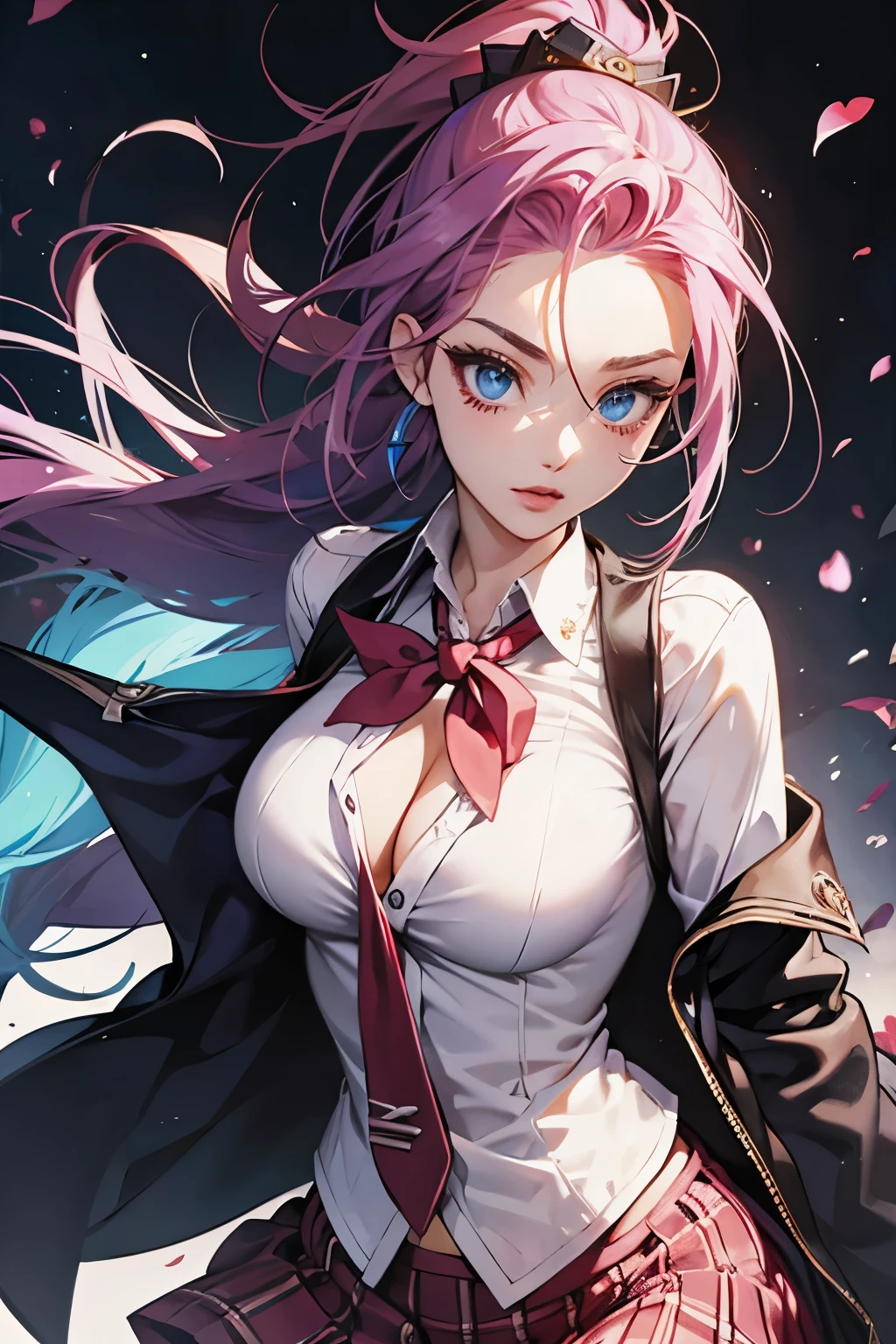 league of legend jinx, school uniform, busty, madness, lower breast