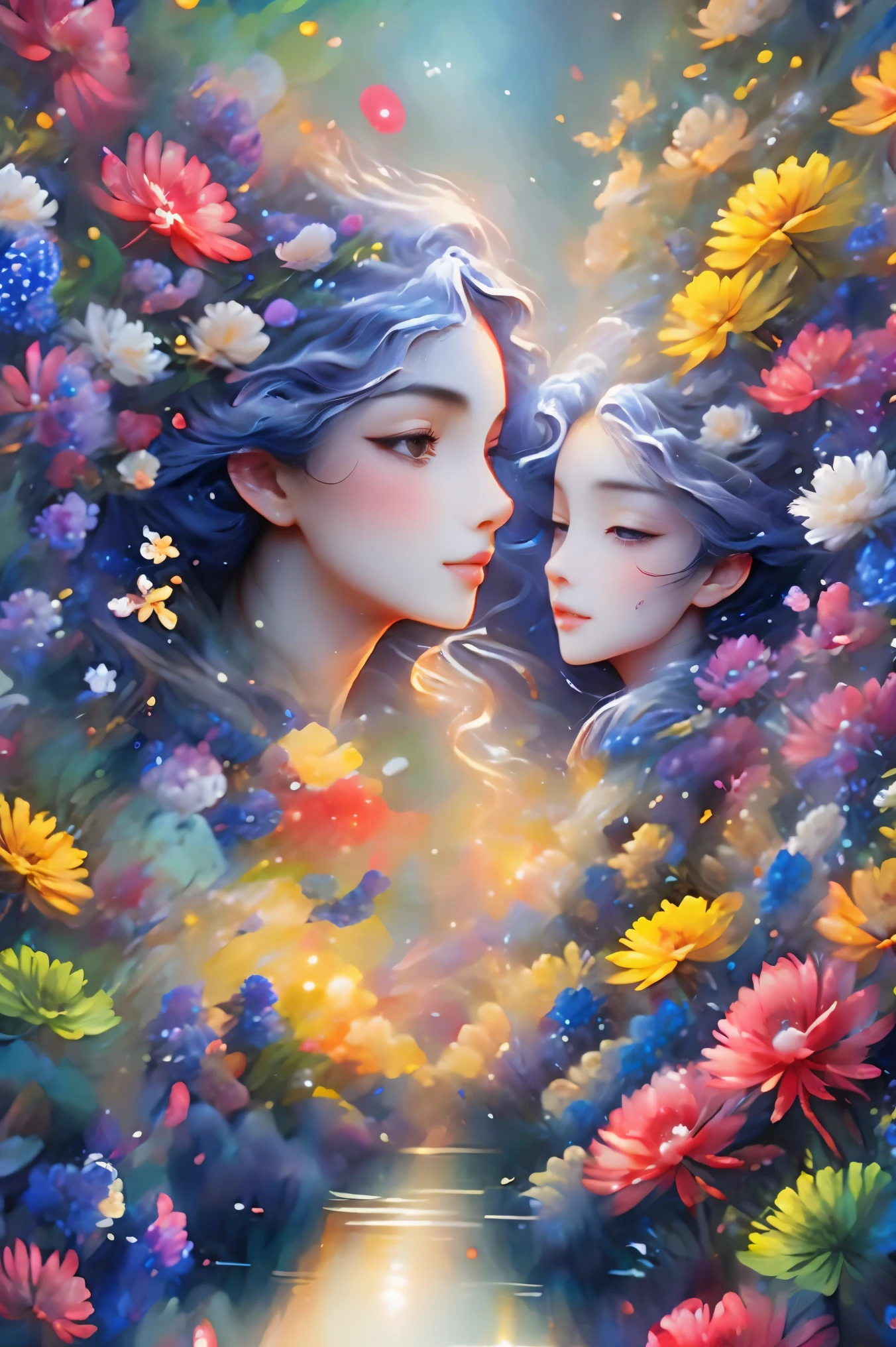 Blessings from angels、Bright background、heart mark、tenderness、a smile、Moderate、a moon、woman、beautiful woman