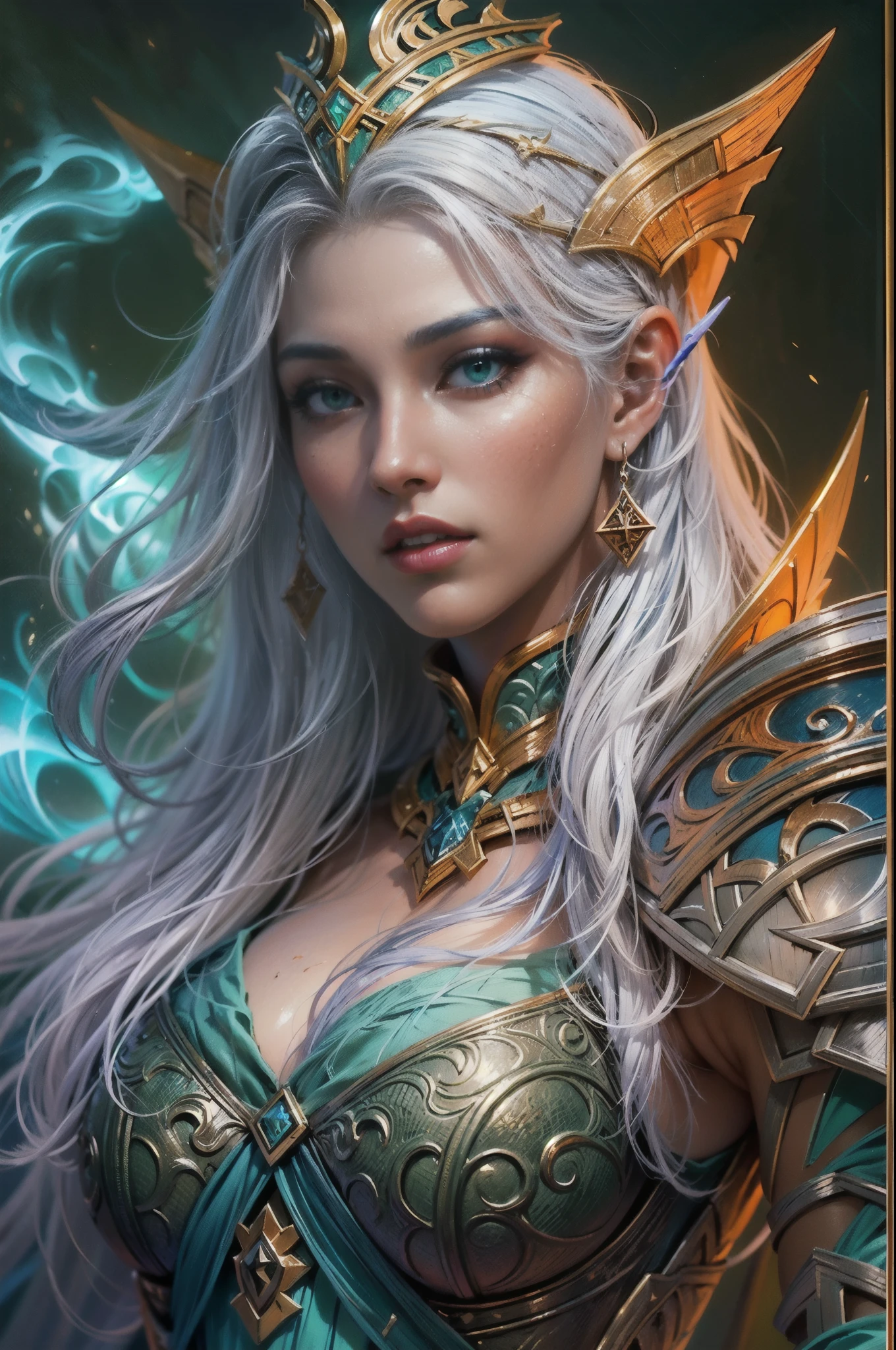 D&amp;D nova callisto race, fantasy character portrait, transparent bright glowing skin, ultra-realistic, intricate, elegant, highly detailed, digital painting, art station, smooth, sharp, focus, illustration, artgerm art, Greg Rutkowski and Alphonse Muta