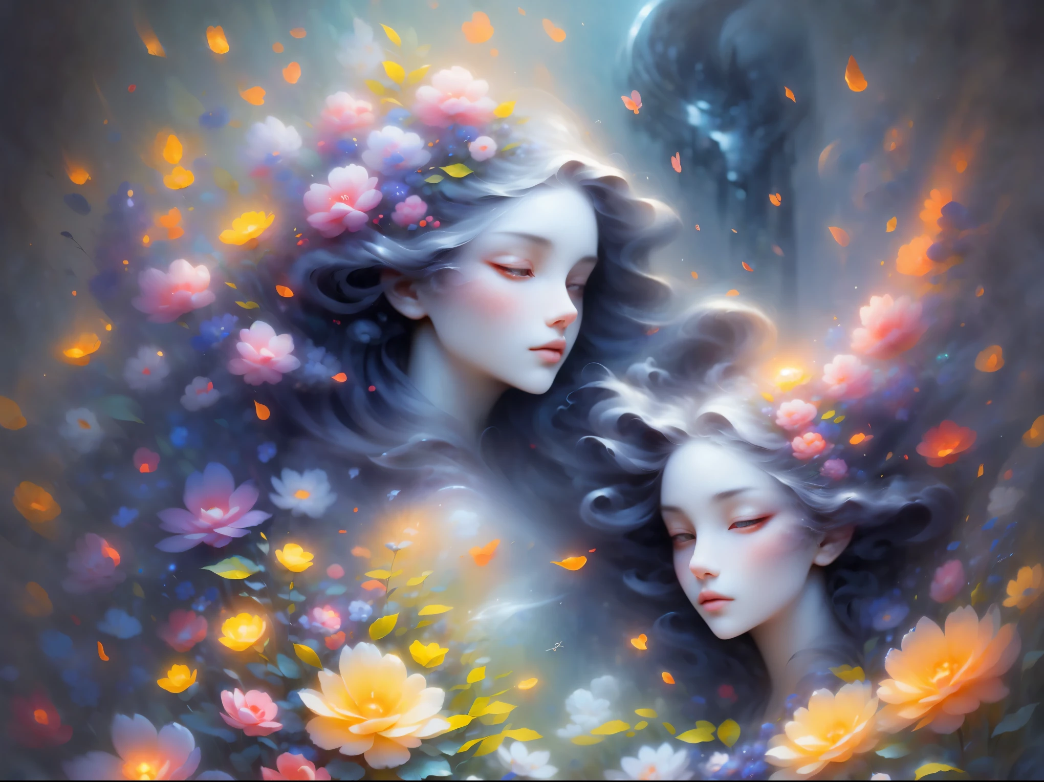 Psychedelic psychedelic artwork，Colorful birds and hearts, in core style, distorted image form, deep emerald and deep red, I can&#39;t believe how beautiful this is, precisionist lines, Mixes elements of reality and fantasy, Psychedelic pattern