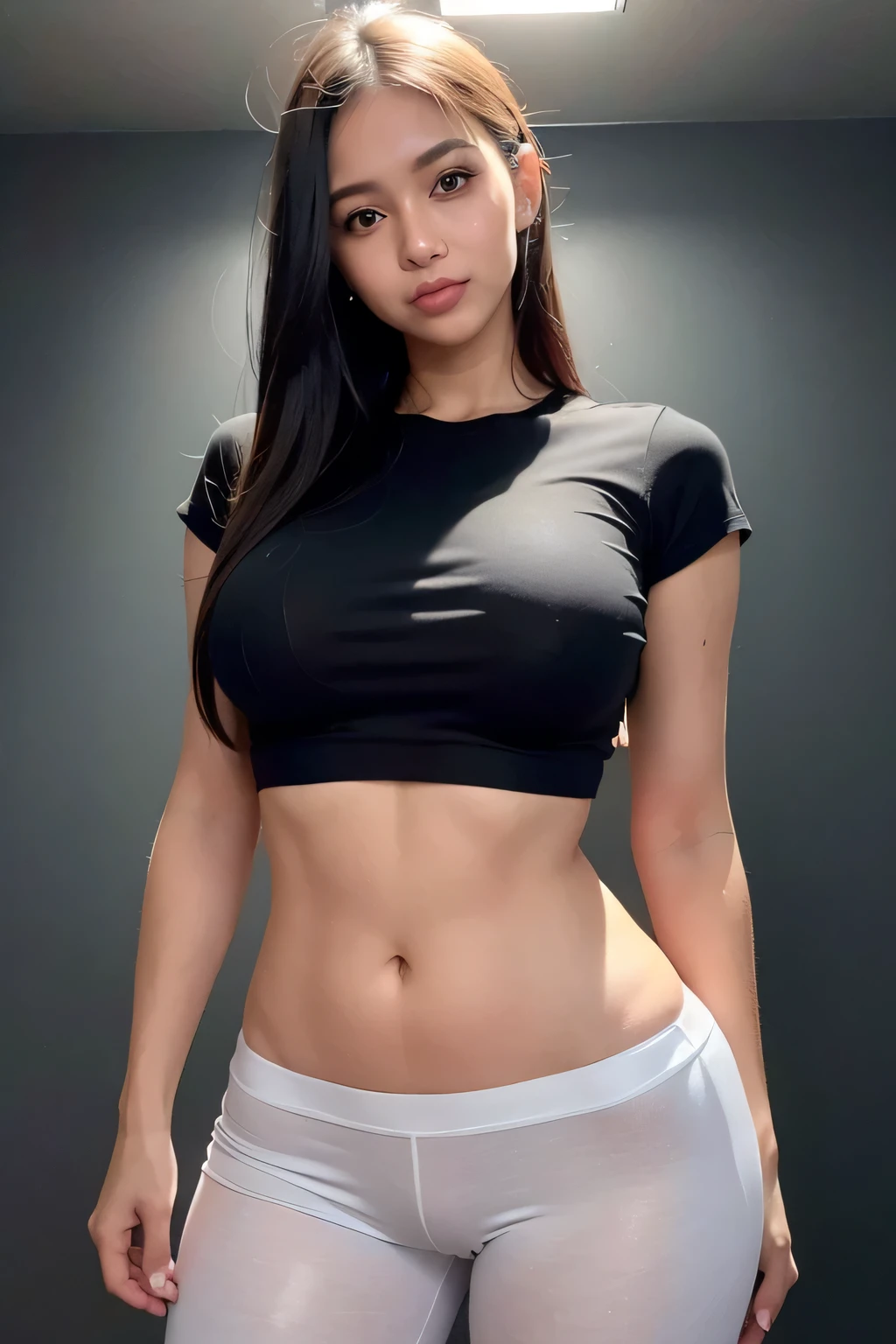 (8k, foto cruda, Mejor calidad, obra maestra:1.2), (Realista, photo-Realista:1.37),((1 chica)),retrato,pelo flotante, professional lighting, mapeo de fotones, radiosidad, physically based rendering, lente 135mm, F1.8,
de cerca, camiseta blanca corta, Mini pantalones cortos, 20 year old woman, hermosos labios, hermosa sonrisa, cuerpo completo, adentro, barriga, show barriga, constituir,session,sombra, badhandsv5-neg (foto cruda, Mejor calidad), (Realista, photo-Realista:1.2), 1 chica, alta calidad, (Piel muy detallada:1.4), Ojos hinchados, cabello precioso, , (cuarto oscuro:1.3), (edge lighting:1.3), (dimly lit:1.3), (noche oscura:1.3), adentro, retrato, pelo negro, fondo oscuro, cabello corto,