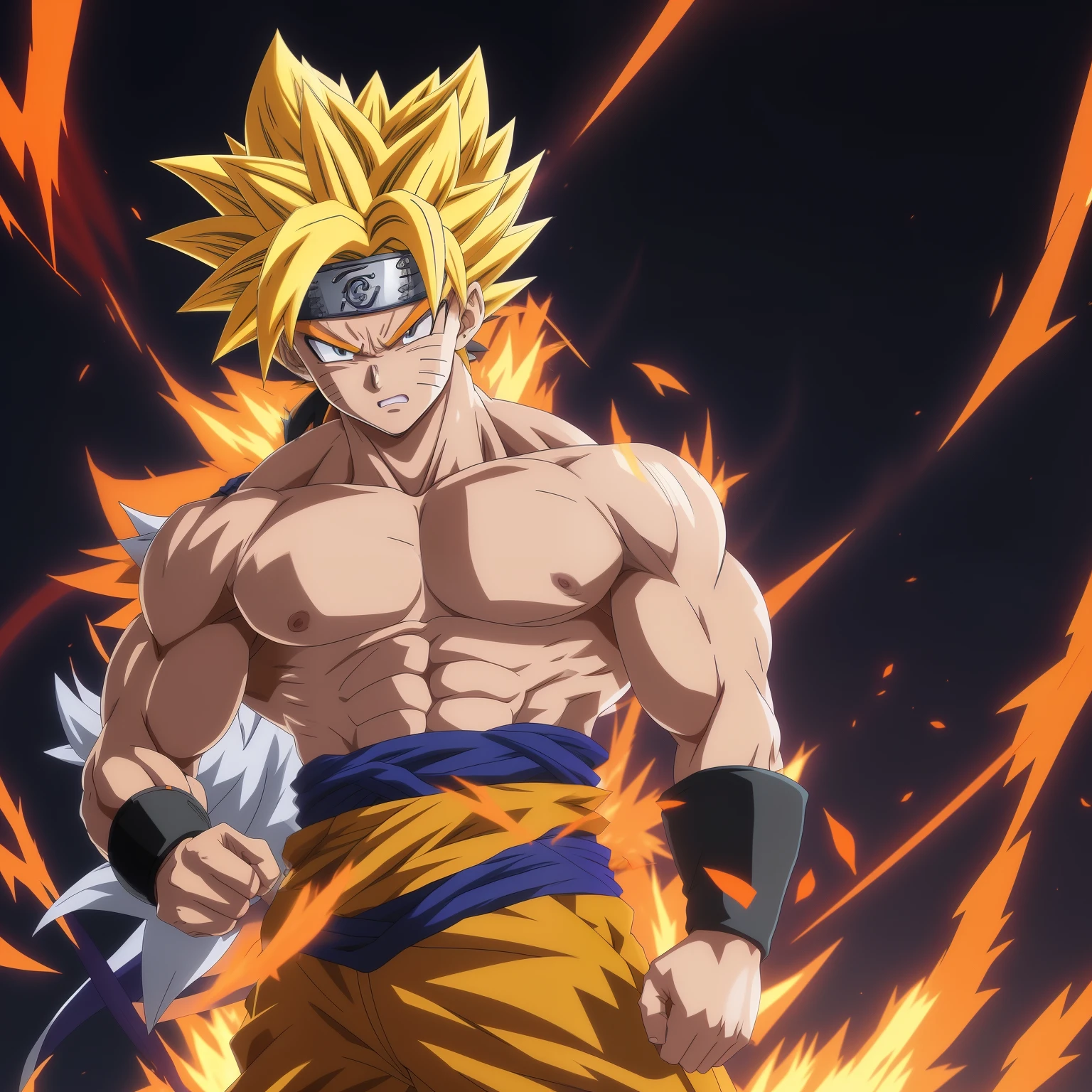 anime character with a very muscular body and a very big chest, super sayan, an epic anime of a energy man, super saiyan, super saiyan goku, badass anime 8 k, broly, anime wallaper, going super saiyan, best anime character design, super sayian goku, ultra hd anime wallpaper, character dragonball, anime wallpaper 4 k, Naruto Ninja, Leaf headband, enraged.