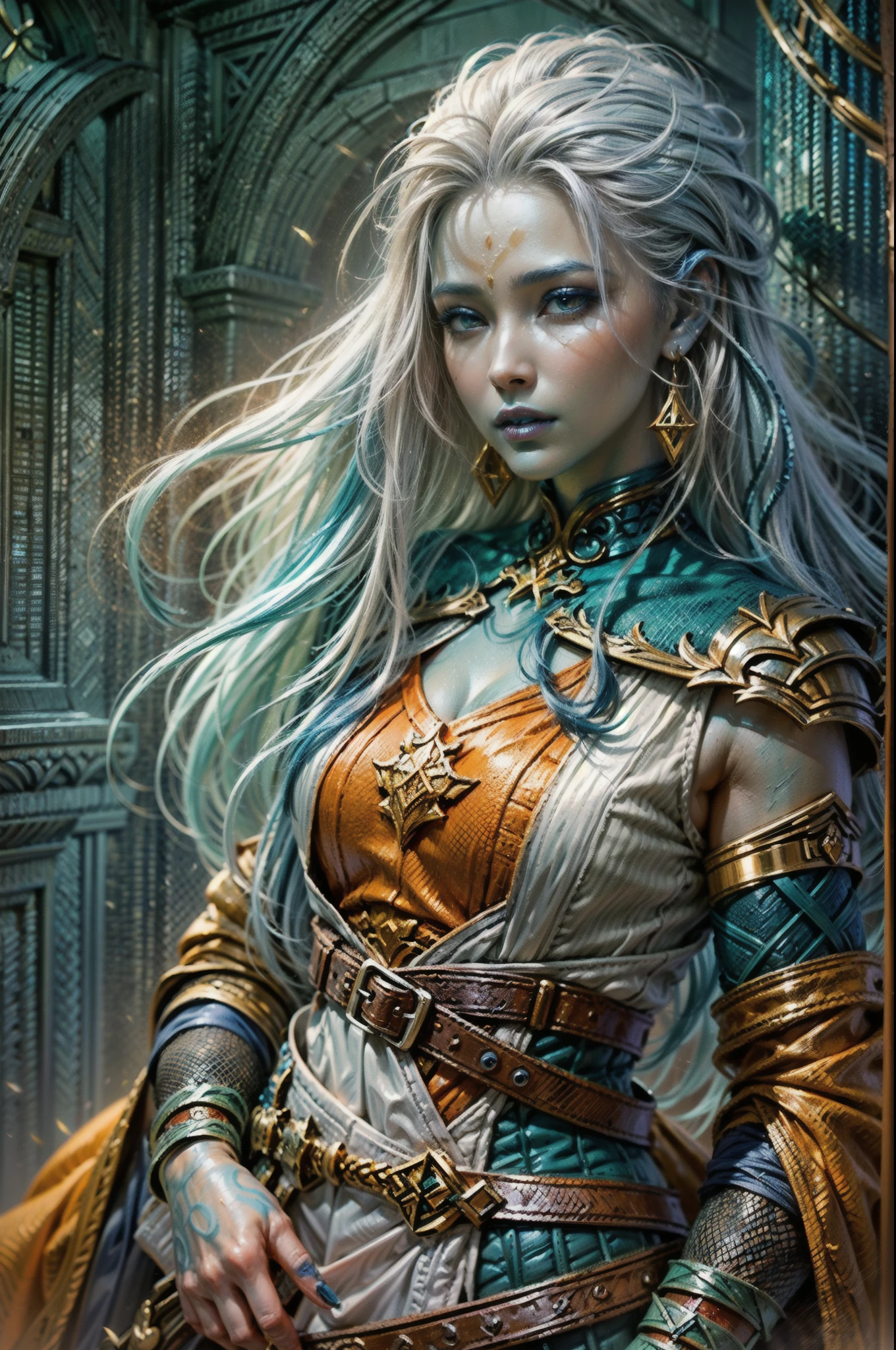 retroart illustration, dark fantasy aesthetics, by moebius and Milo Manara, dark and moody from the back of a beautiful Niuean woman smiling (busty and curvy:1.2) portrait, looking at viewer, ( 1920s art deco theme:1.1) (time wizard:1.1), eternity, mesmerizing, infinite space, circular patterns, hourglass, time magic, energy, clock-face in background, ethereal atmosphere,, detailed face, stunning beauty <lora:Retro_Art_XL:1>