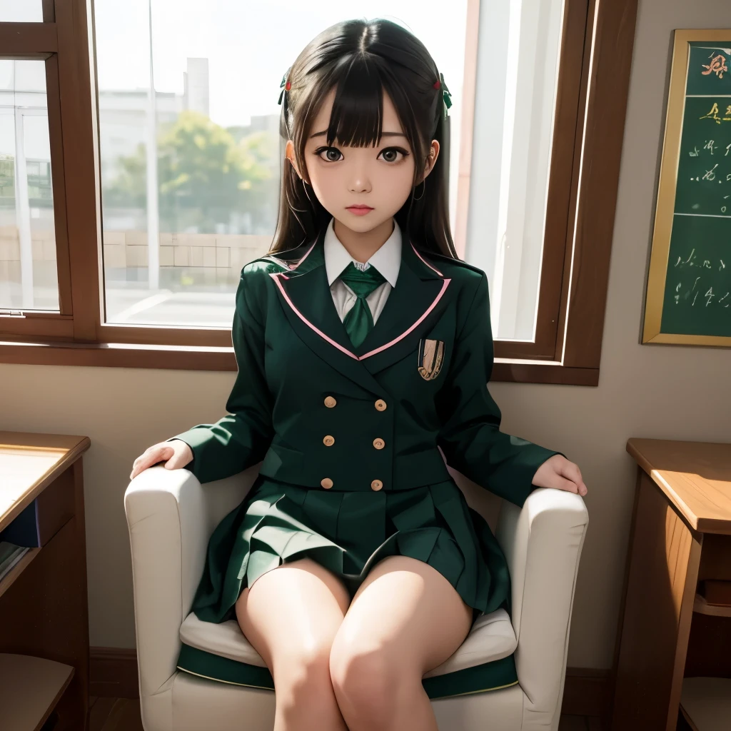 masterpiece, best quality, 1girl, solo, nahida_genshin, cross-shaped pupils, school uniform, green pussy girlfriend