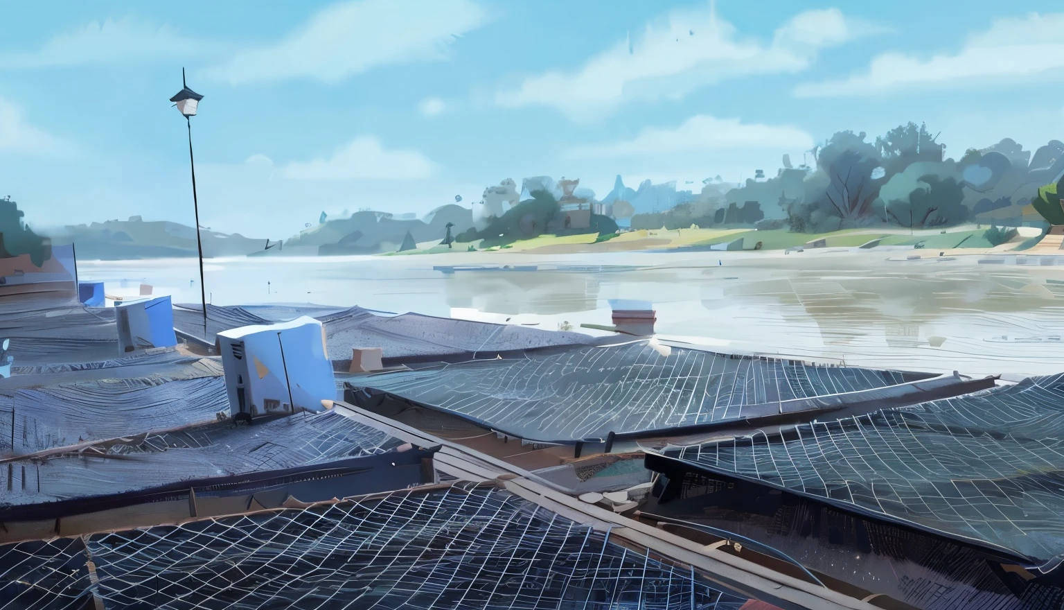 turn this image looks like a 2d animation background, Disney-style 2d animation, 2D concept art