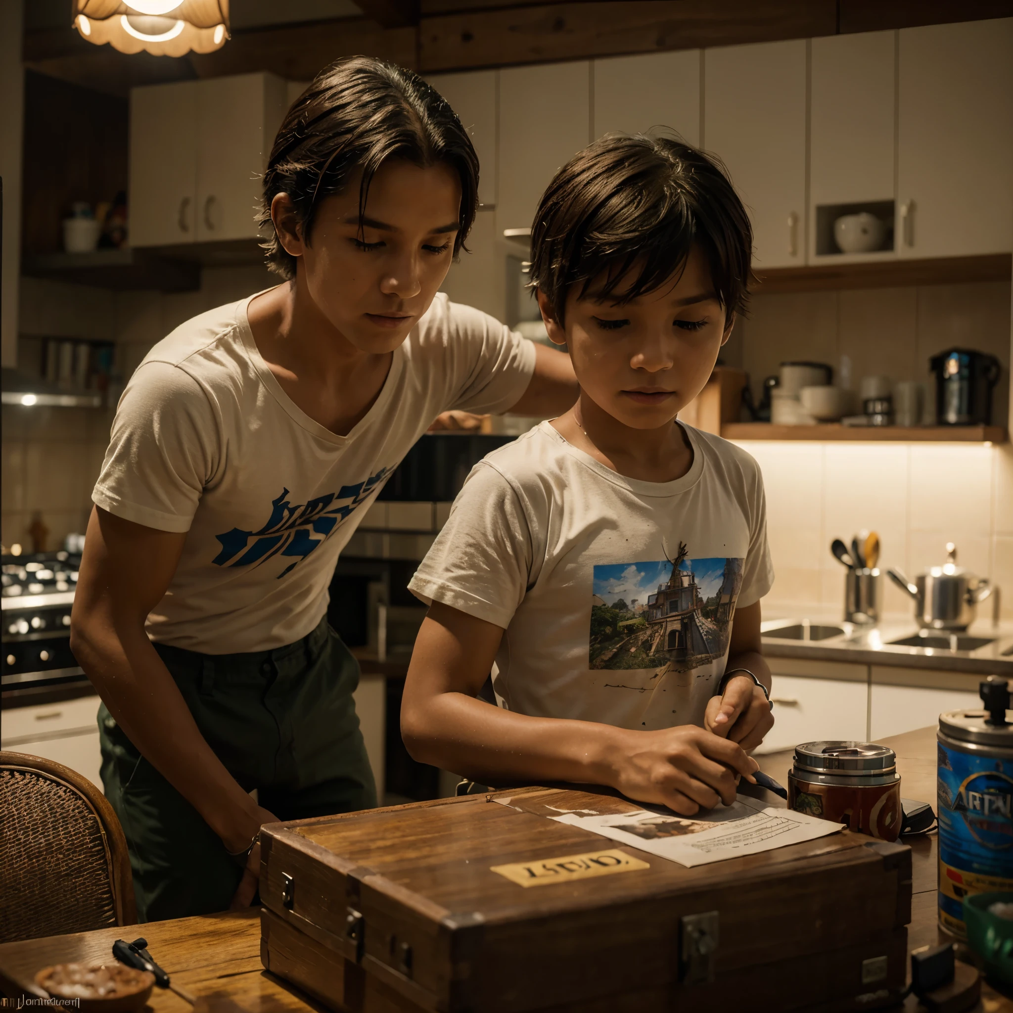 1  loiro,
 ate 7 anos, vestindo camisa do homem aranha, with a children&#39;s watch, tronco, 
no gramado de uma casa, soft lighting, 
obra de arte, melhor qualidade, 8K Ultra HD, dslr, Film grain, Fujifilm XT3 arte de pintura fotorrealista por midjourney e greg rutkowski