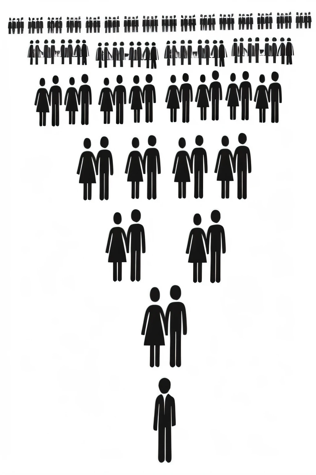 
a black and white image of a group of people standing in a line, group of people wearing old clothes, a group of people, figures, many people, pyramid scheme, groups of people, entire person!, where everyone is an npc, an illustration, entire person visible, lots of people, viral image, populace, graphic illustration, illustration], overpopulated