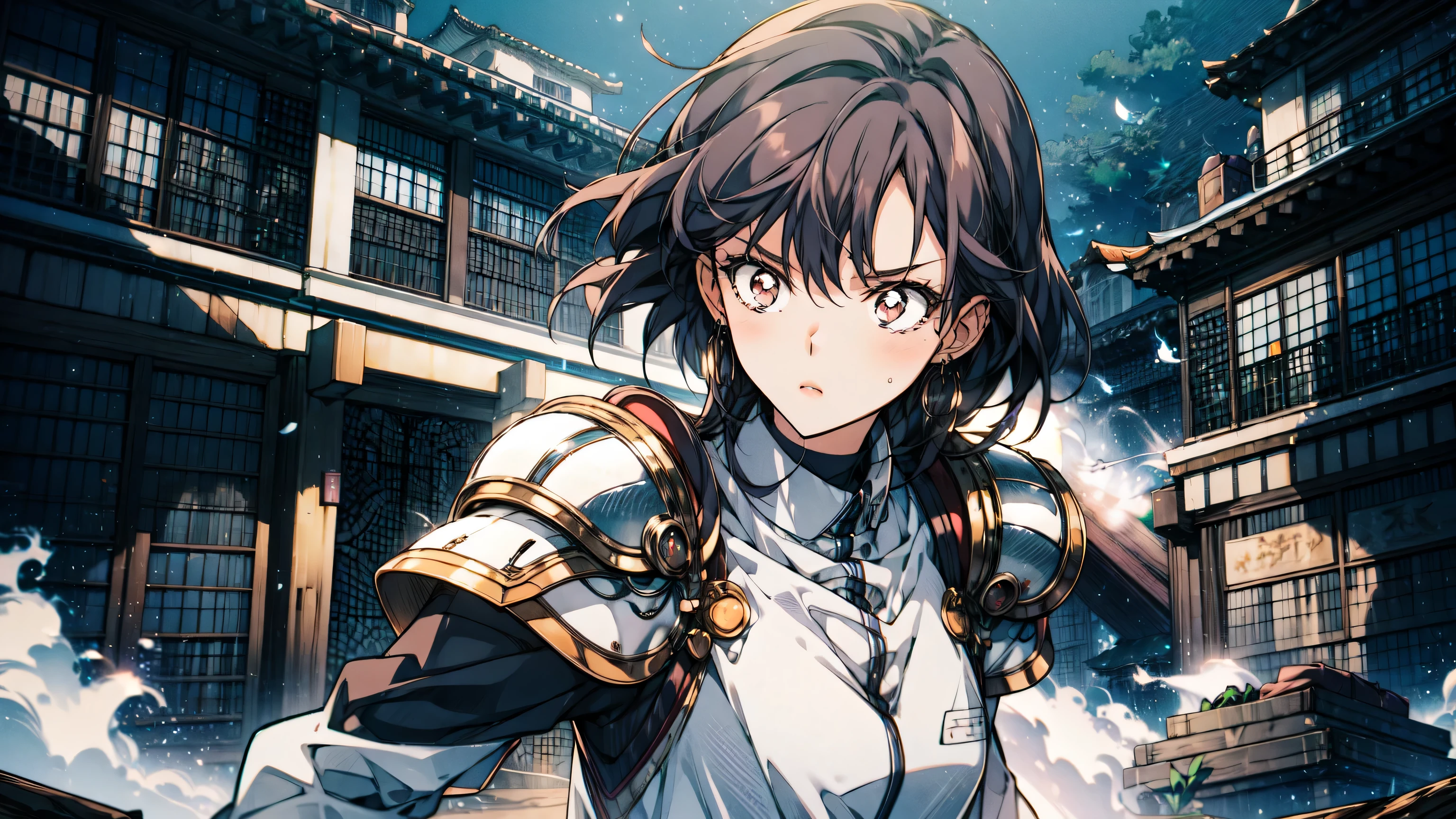 masterpiece, 1 woman, adult, knight, armor, fighting, badass, fierce looks, best quality, amazing quality, best aesthetic, absurdres, kd_vnstyle