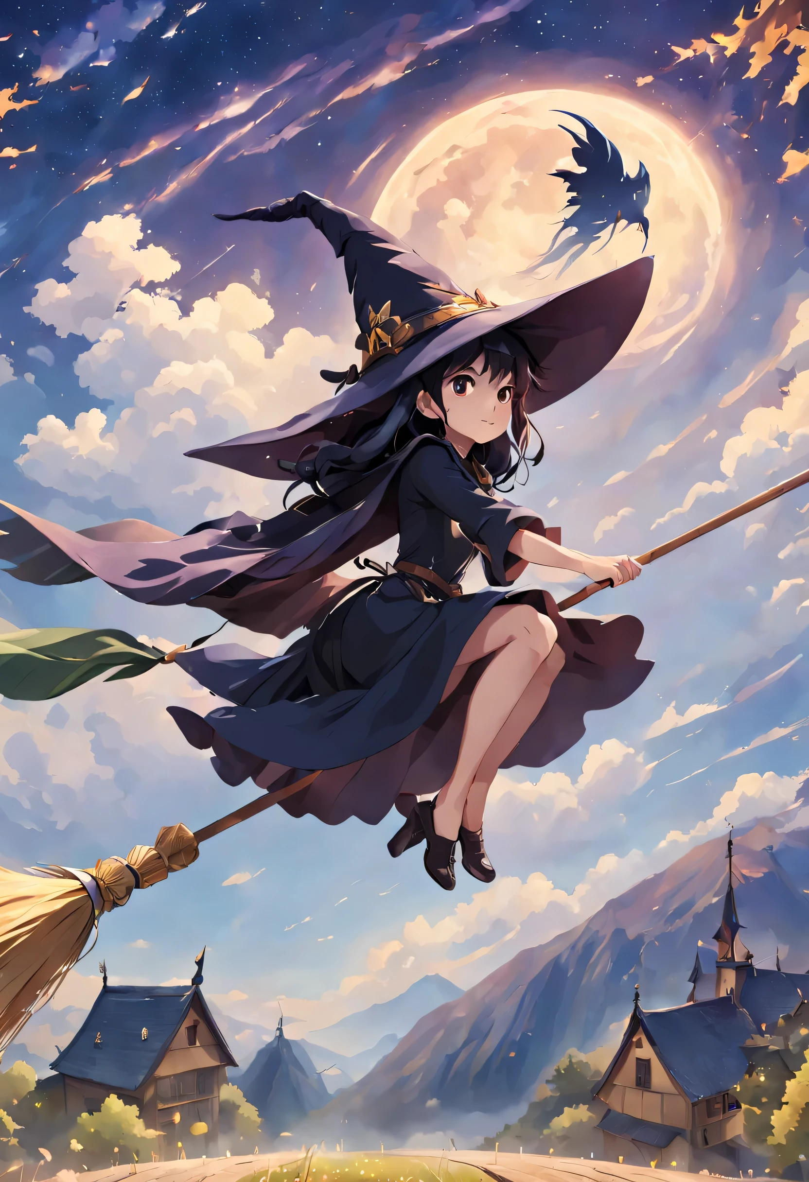 kirisame marisa, (masterpiece, highest quality:1.2),1 girl,perfect face,cute, ((((flying witch))),((Ride a broom)),broom flight,Straddling the broom,anatomically correct,masterpiece,highest quality,最高masterpiece,8K,,Wind,fantasy,,wonderful,, Mysterious, attractive, Whimsical, playful, adventurous, free, wonder, imagine, decide, skill, speed, movement, energy, realism, naturalistic, figurative, represent, beauty, fantasy culture, myth, fairy tale, folklore, Legend, witch, wizard, Magical creatures, fantasy worlds, composition, scale, Qianyoshi, midway point, background, perspective, light, color, texture, be familiar with, beauty, wonder.outdoor,night sky