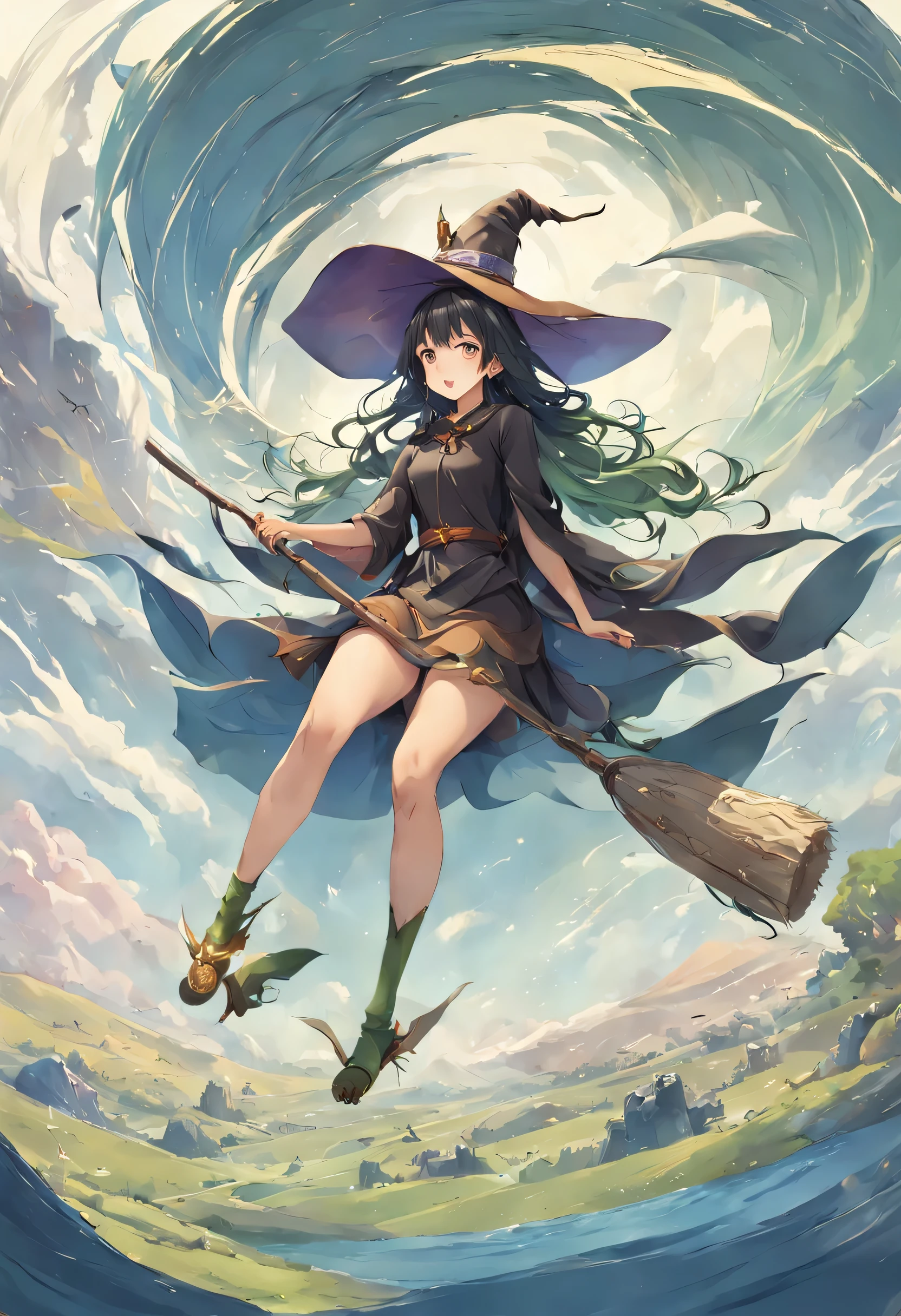 kirisame marisa, (masterpiece, highest quality:1.2),1 girl,perfect face,cute, ((((flying witch))),((Ride a broom)),broom flight,Straddling the broom,anatomically correct,masterpiece,highest quality,最高masterpiece,8K,,Wind,fantasy,,wonderful,, Mysterious, attractive, Whimsical, playful, adventurous, free, wonder, imagine, decide, skill, speed, movement, energy, realism, naturalistic, figurative, represent, beauty, fantasy culture, myth, fairy tale, folklore, Legend, witch, wizard, Magical creatures, fantasy worlds, composition, scale, Qianyoshi, midway point, background, perspective, light, color, texture, be familiar with, beauty, wonder.