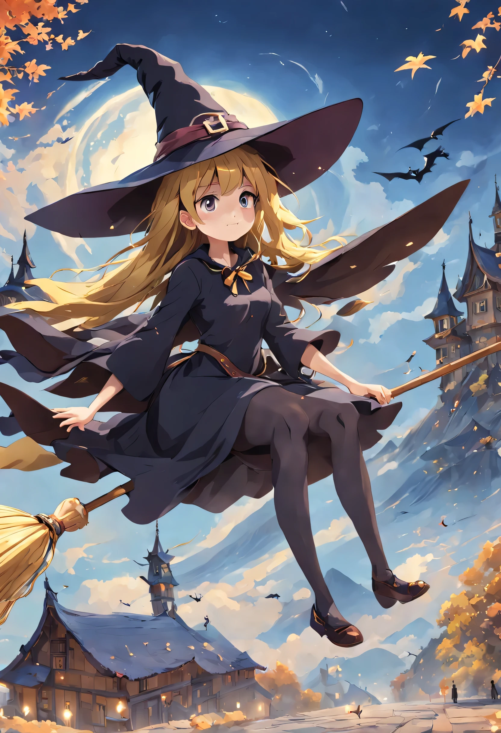 kirisame marisa, (masterpiece, highest quality:1.2),1 girl,perfect face,cute, ((((flying witch))),((Ride a broom)),broom flight,Straddling the broom,anatomically correct,masterpiece,highest quality,最高masterpiece,8K,,Wind,fantasy,,wonderful,, Mysterious, attractive, Whimsical, playful, adventurous, free, wonder, imagine, decide, skill, speed, movement, energy, realism, naturalistic, figurative, represent, beauty, fantasy culture, myth, fairy tale, folklore, Legend, witch, wizard, Magical creatures, fantasy worlds, composition, scale, Qianyoshi, midway point, background, perspective, light, color, texture, be familiar with, beauty, wonder.