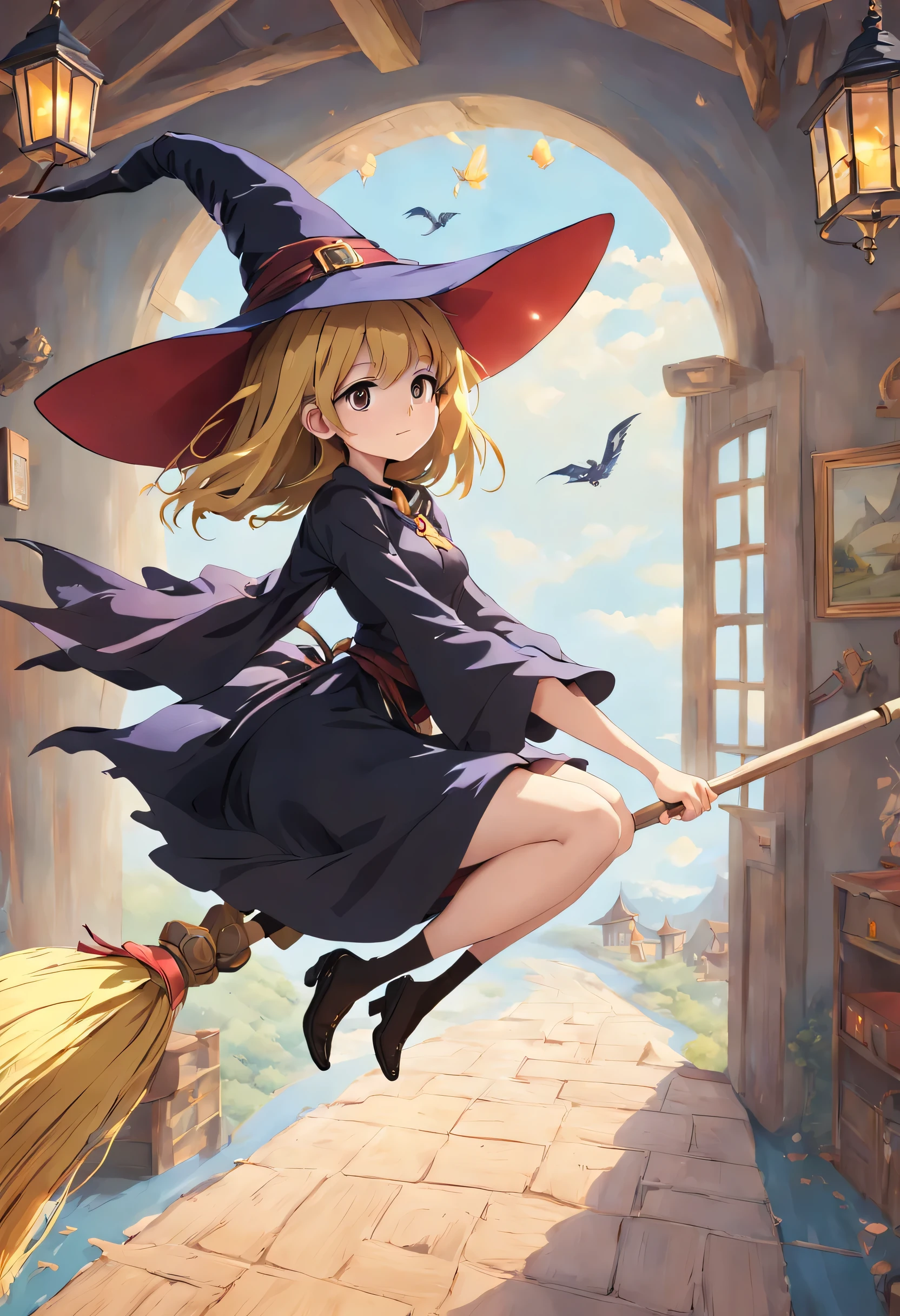 kirisame marisa, (masterpiece, highest quality:1.2),1 girl,perfect face,cute, ((((flying witch))),((Ride a broom)),broom flight,Straddling the broom,anatomically correct,masterpiece,highest quality,最高masterpiece,8K,,Wind,fantasy,,wonderful,, Mysterious, attractive, Whimsical, playful, adventurous, free, wonder, imagine, decide, skill, speed, movement, energy, realism, naturalistic, figurative, represent, beauty, fantasy culture, myth, fairy tale, folklore, Legend, witch, wizard, Magical creatures, fantasy worlds, composition, scale, Qianyoshi, midway point, background, perspective, light, color, texture, be familiar with, beauty, wonder.