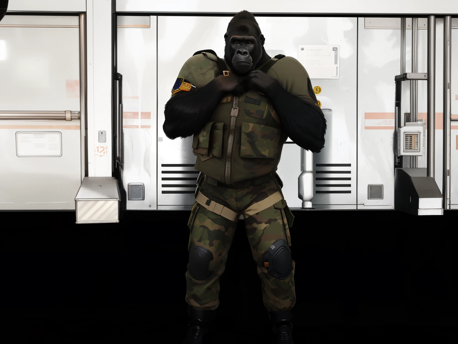 ((realista)), cachorro antro, macho, ((( dramatic cinematic detailed fur))), ((( no deserto))), detalhe realista pintura, (((pelagem por todo o corpo))), (((sombreado))) Detalhe extremo, ((cachorro negro)), corpo negro, (((gordinho))), (((fat and ultra-realistic penis))), (((escroto grande enrugado e ultrarrealista))), (((testiculos lisos))) perfect lighting, (((virilha enrugada))), (((personagem de fantasia hiperdetalhado, realistic fantasy rendering, mega altamente detalhado))), ((((hyperrealistic illustration)))), ((((wearing black tactical military clothing))))