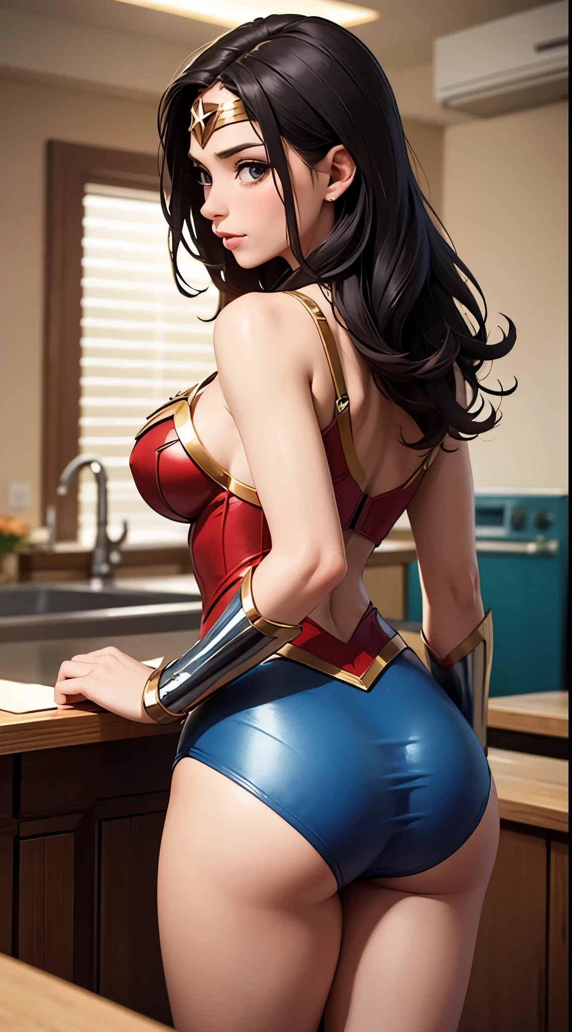 wonder woman, looking back at viewer, big butt