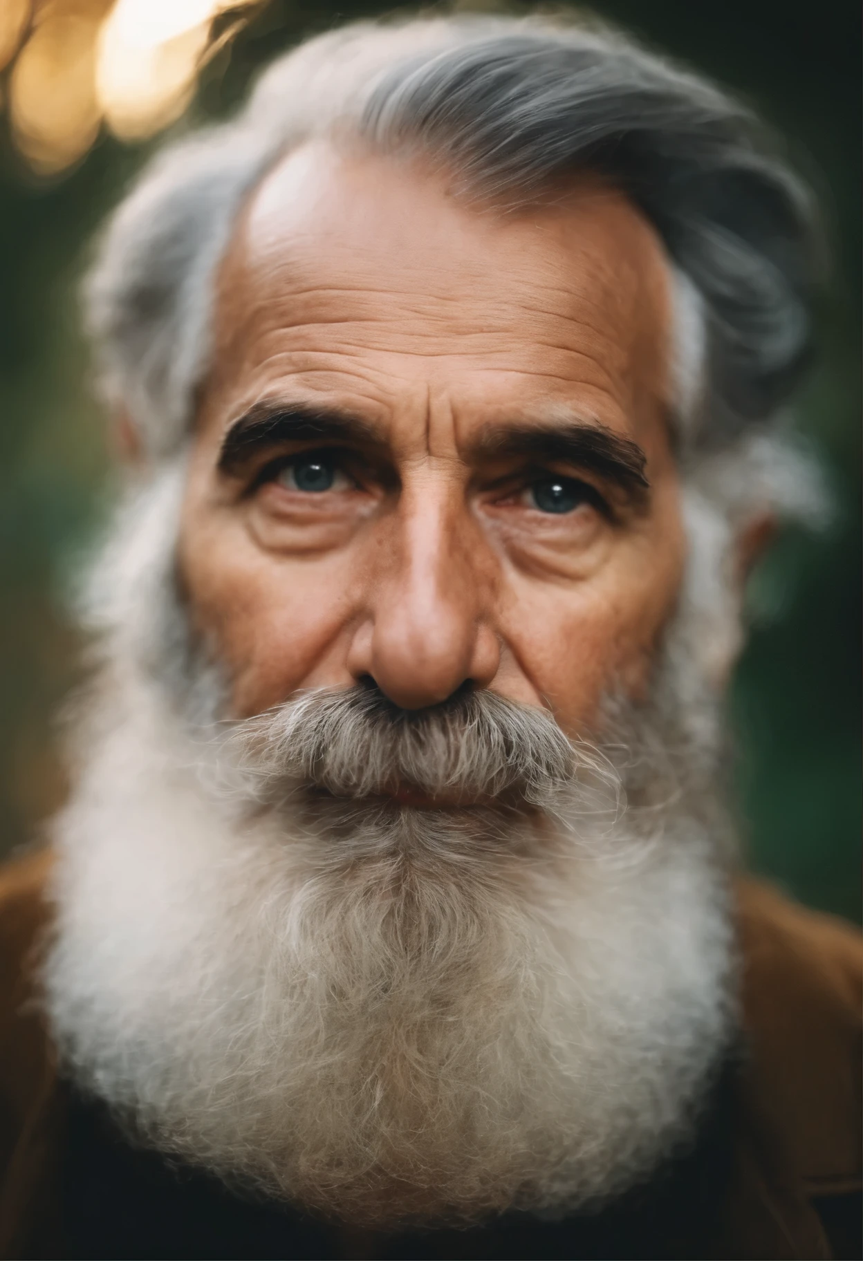 Old man beard looking in camera front face kodak gold 100