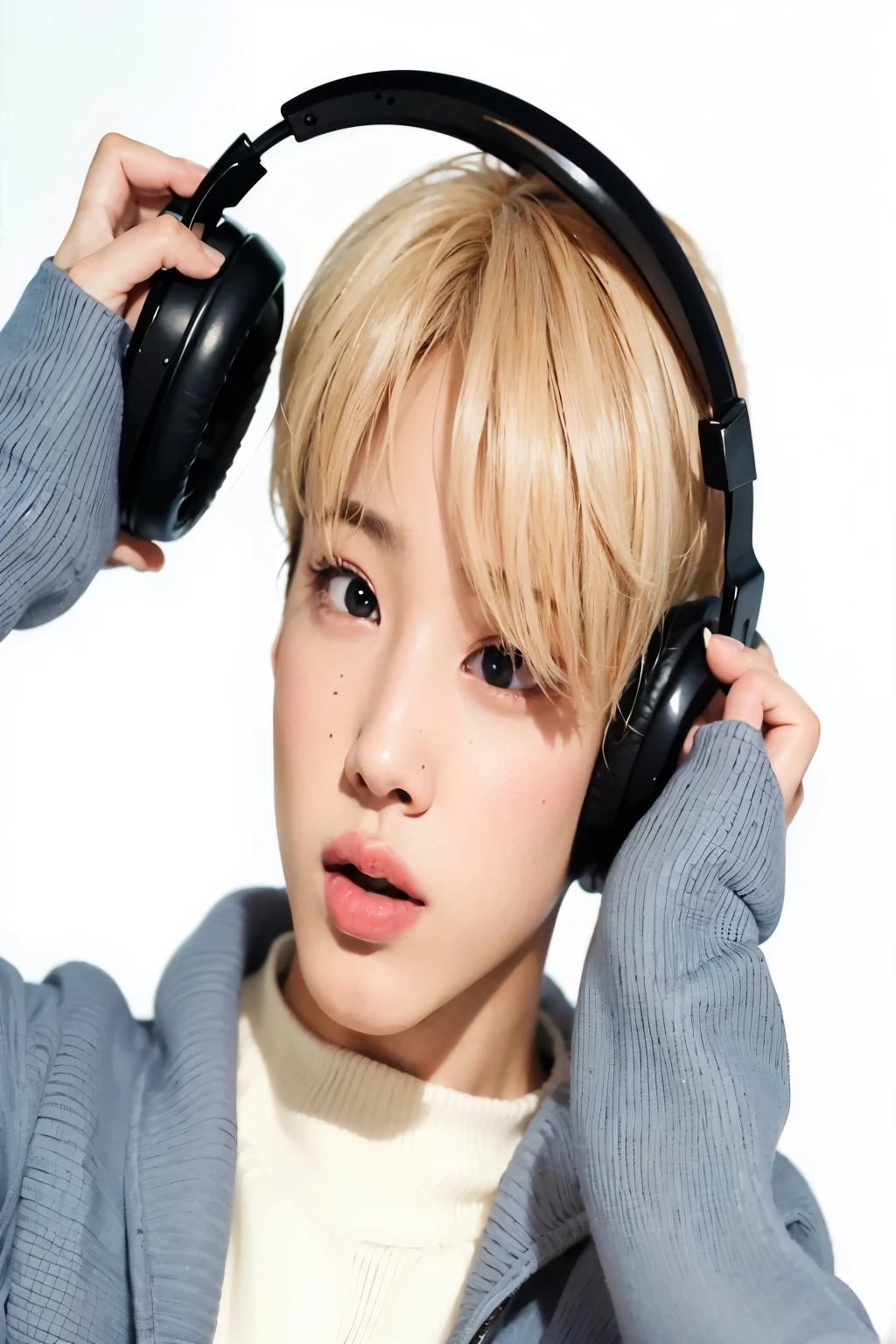 arafed image of a boy con auriculares on his head, Jimin, park Jimin, Jimin\los labios carnosos, accurate Jimin face, retrato de jossi de blackpink, tiene auriculares, Jimin\la nariz griega, con auriculares, Jimin\tiene el párpado derecho hinchado, kim doyoung, inspirado en Kun Can, retrato del ídolo kpop, con auriculares