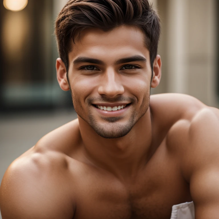 Attractive man with charm. Chiseled features. Confident gaze. Captivating smile. By portraitist extraordinaire.