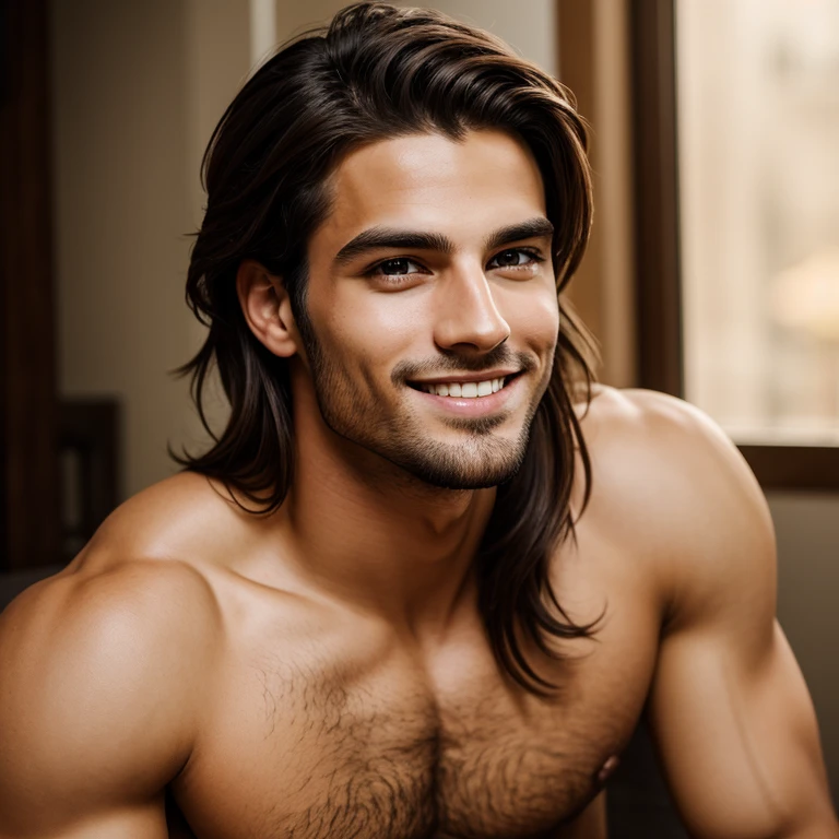 Attractive man with charm. Chiseled features. Confident gaze. Captivating smile. By portraitist extraordinaire.