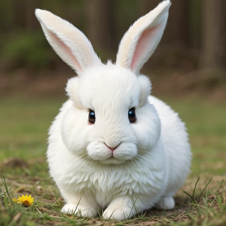Cute fluffy bunny. Floppy ears. Button nose. Bright eyes. By wildlife illustrator.