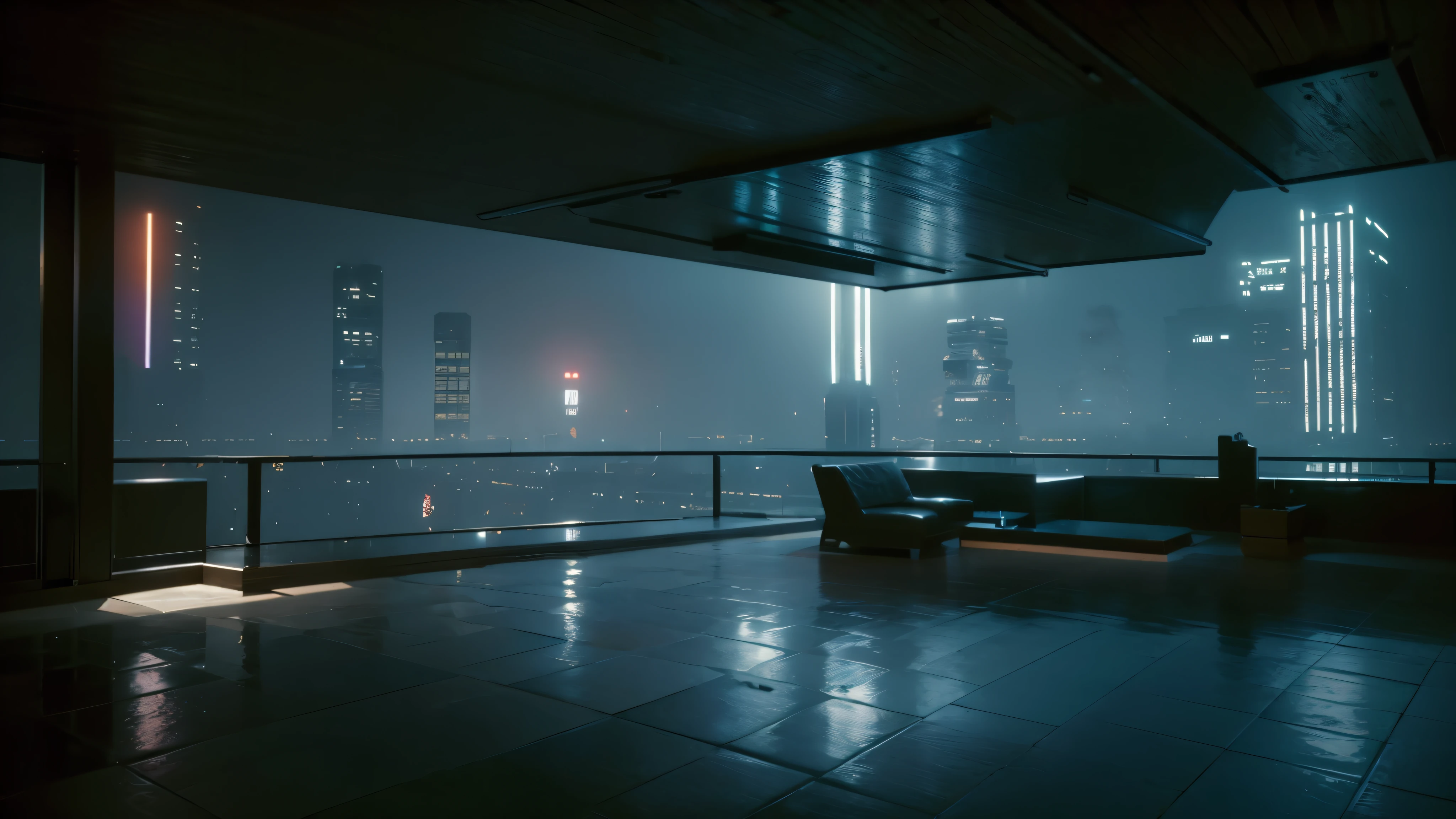 masterpiece, Perfect quality, raw photo, extremely detailed), tall apartment building, night, fog, Blurred lights, peaceful, ray tracing, Cosy, ambient occlusion, subsurface scattering, mirror reflection, rim light, unreal engine, octane number, trending on artstation, art