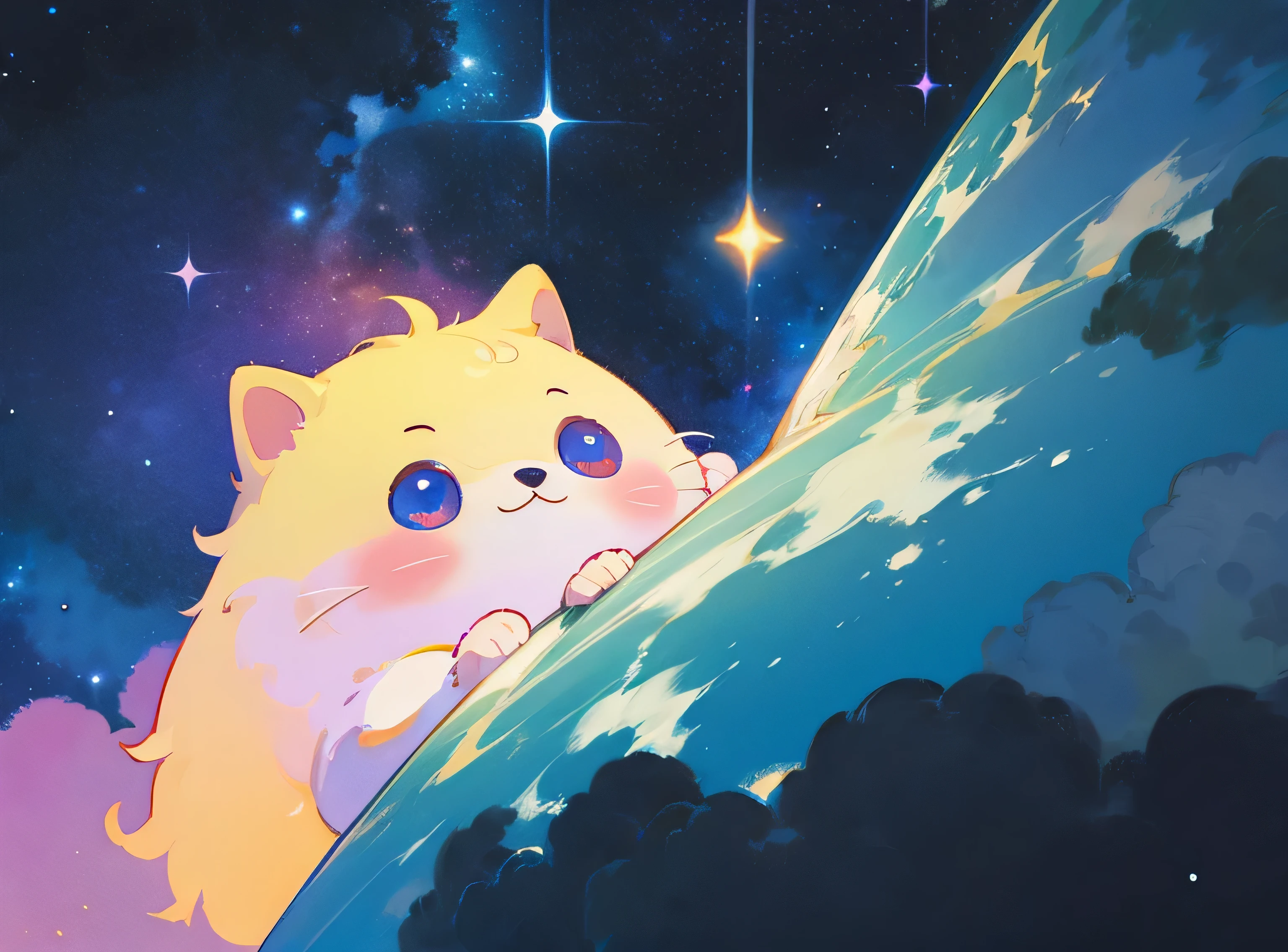 super cute kawaii world ghibli unvierse galaxy big bang wow