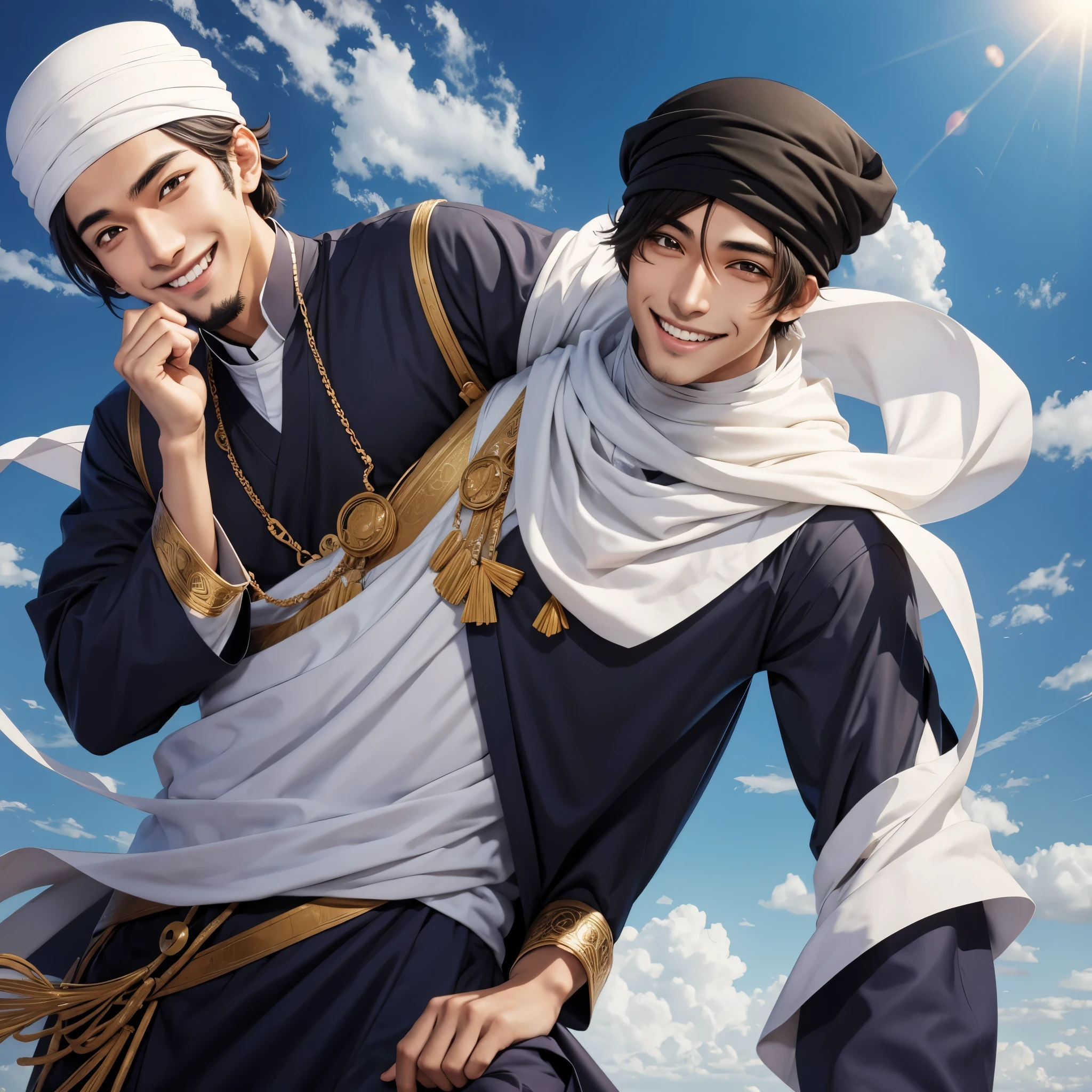 Muslim anime guy character smiling