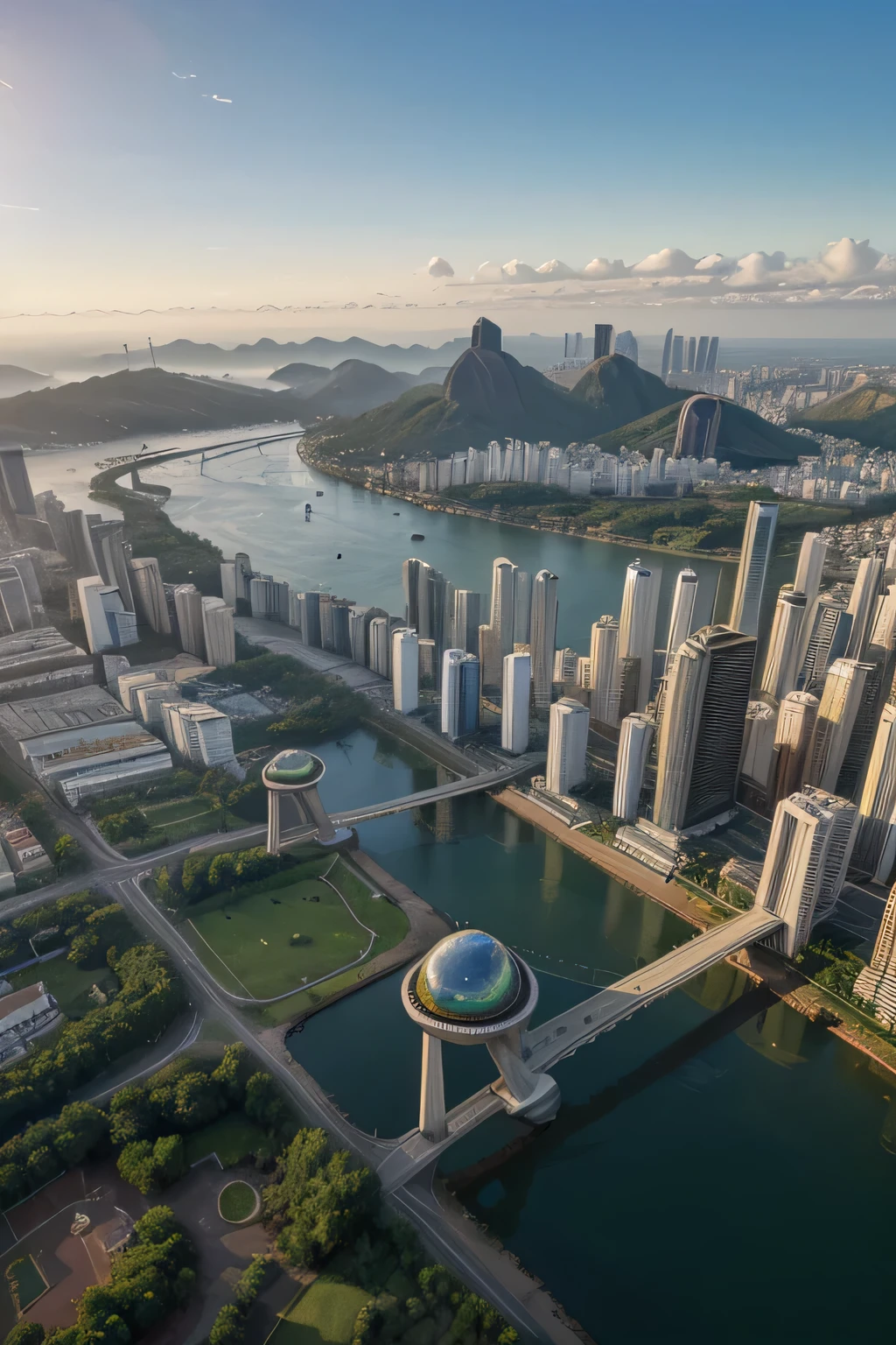 fotografia (melhor qualidade,4k,8k,A high resolution,obra de arte:1.2),ultra-detalhado,(realista,fotorrealista,fotorrealista:1.37),cidade flutuante futurista,Tecnologia futurista,Enorme plataforma de tablet urbano de alta tecnologia,airship,floating into the sky,cidade futurista,Little airships around,High-tech hemispherical platform,luzes coloridas,advanced architecture,Arquitetura moderna,sky scraper,Acesse a nuvem,scenic beauty,vista sobre a cidade,design impressionante,Misture-se perfeitamente com a natureza,energetic and vibrant atmosphere,Sistema de transporte futurista,Estacionamento suspenso,Caminho transparente,lush vegetation,Gardens of the sky,cachoeiras em cascata,magnificent horizon,reflections on water,rio cintilante,architectural innovation,sky scrapers futuristas,Transparent dome,The shape of the building is unusual,Passarela elevada,horizonte impressionante,luzes brilhantes,Tecnologia futurista,design minimalista,Scenic spots,panoramic view,Cloud Drilling Tower,cores vibrantes,epic sunrise,epic sunset,Dazzling light display,magical atmosphere,A cidade do futuro,Utopia urbana,LuxoEstilo de vida,Energia inovadora,sustainable development,Tecnologia de cidades inteligentes,Advanced Infrastructure,atmosfera tranquila,Natureza e tecnologia vivem em harmonia,Amazing cityscape,Planejamento urbano sem precedentes,A arquitetura se conecta perfeitamente com a natureza,High-tech metropolis,Uma maravilha da engenharia de ponta,O futuro da vida urbana,Visionary architectural concept,energy efficient buildings,Harmonia com o meio ambiente,Uma cidade flutuando acima das nuvens,Utopian dreams come true,The possibilities are endless,State-of-the-art transport network,Green Energy Integration,materiais inovadores,Stunning holographic display,Advanced communication system,breathtaking aerial view,Ambiente tranquilo e tranquilo,modernist aesthetic,ethereal beauty