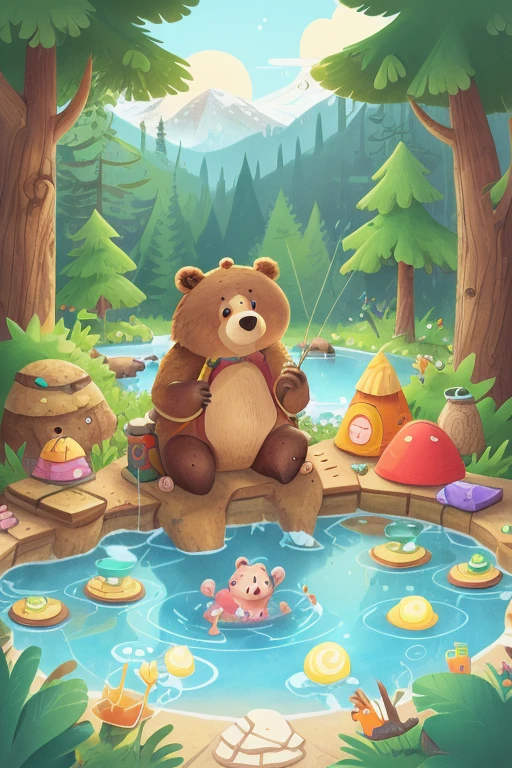 a bear is camping, kid, Thermal Pool 