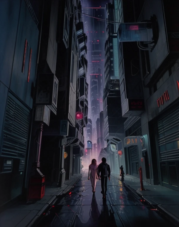 night in a futuristic city street,, atmospheric 