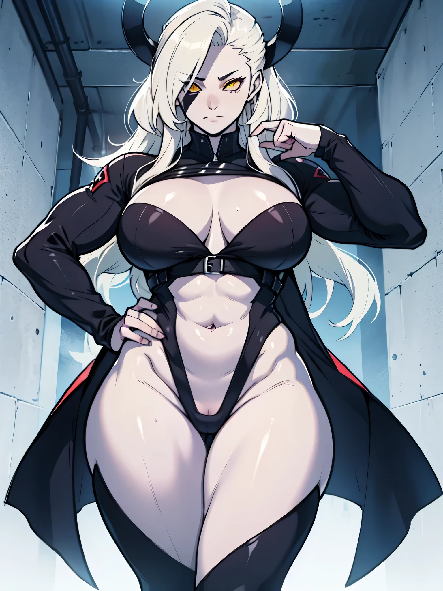 (1 garota musculosa) yellow eyes big breasts firm pale skin