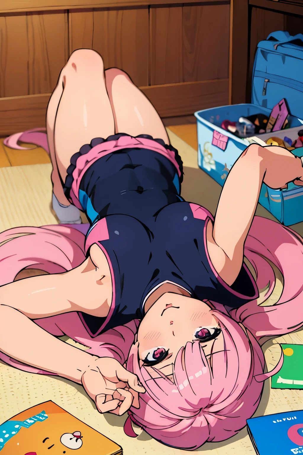 ‏(Best quality:1.1), (Masterpiece:1.4), (Illustration fantastique:1.2), 1fille, ((bimbo)), Cute girl, anime girl laying on the floor with food and a cat, at pixiv, top rated on pixiv, pixiv 3dcg, pixiv, by Shitao, trending on artstation pixiv, guweiz on pixiv artstation, popular on pixiv, small curvy , [ 4 k digital art ]!!, seductive anime girl