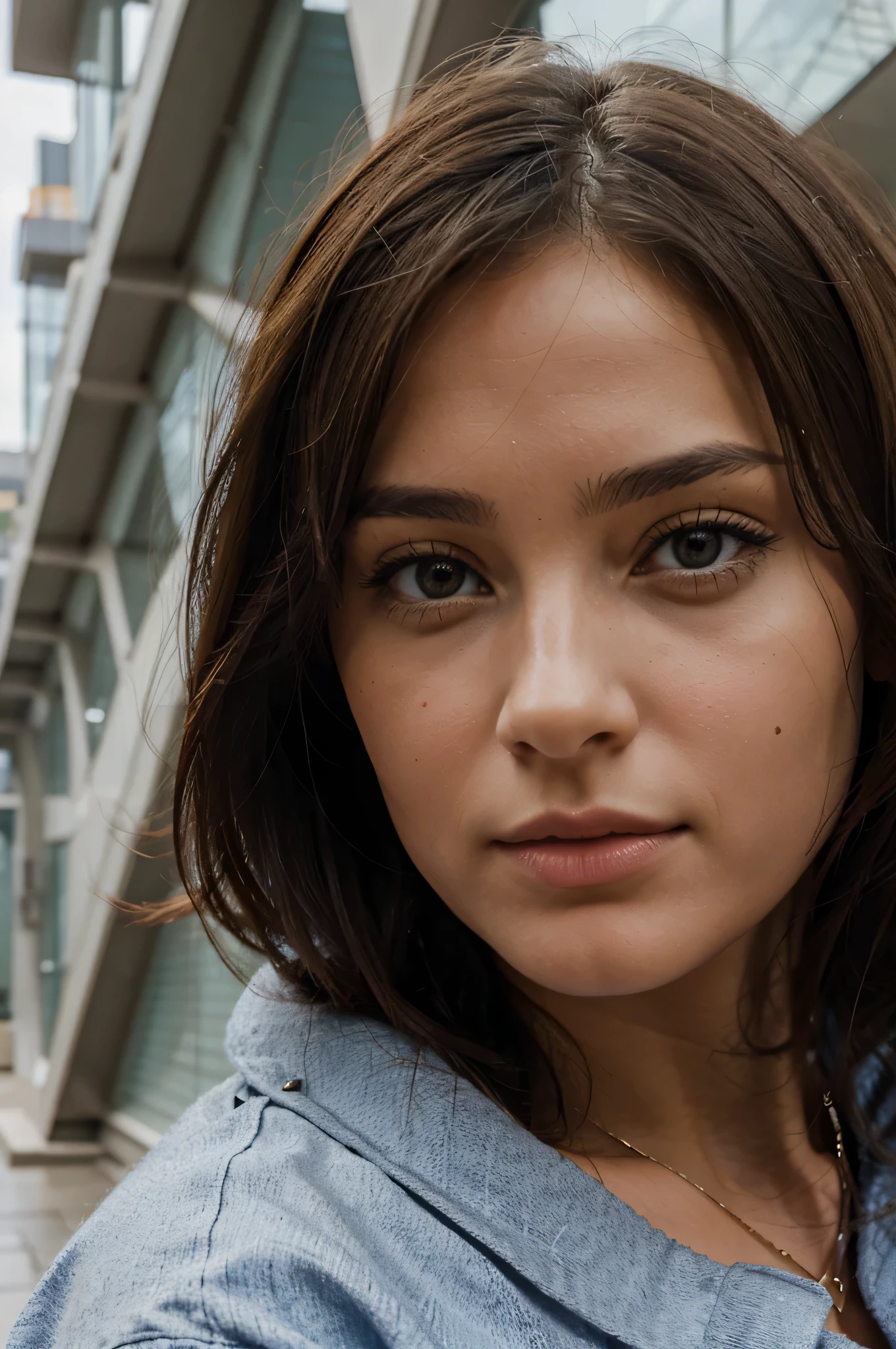 une femme brune type européenne à louvres devant la pyramide