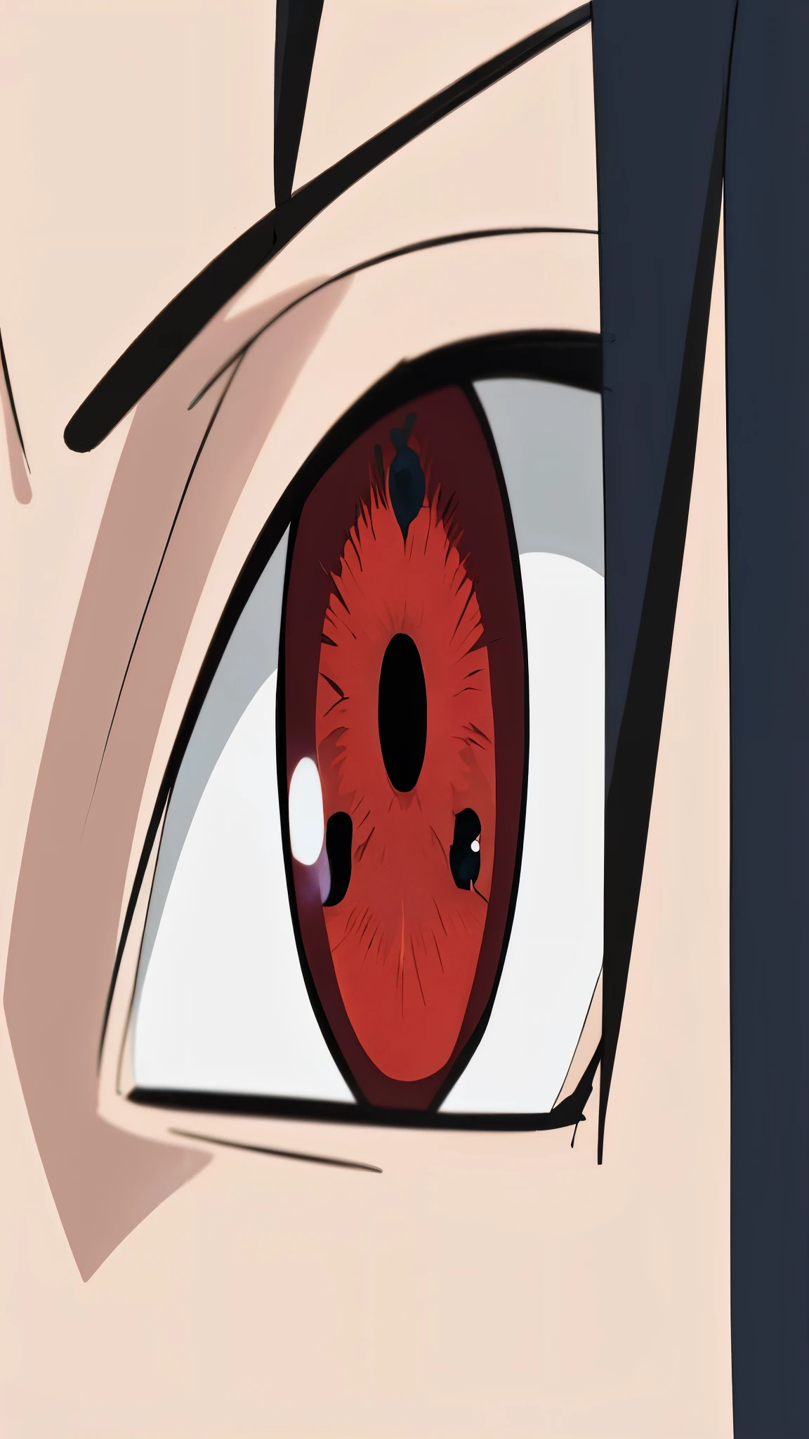 a close up of a person's eye with a olho vermelho, Itachi Uchiha, itatchi uchiha, Sasuke Uchiha, fully olho vermelhos no pupils, large olho vermelhos, itachi, sharp olho vermelhos, huge olhos de anime, olho vermelho, big olhos de anime, olhos vermelhos, large olho vermelhos!!!, olhos de anime, olho esquerdo vermelho