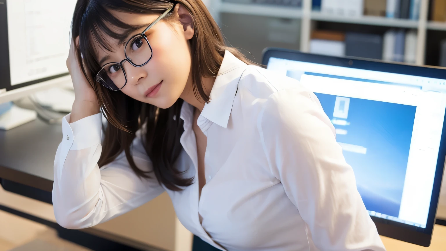 a cute office lady is thinking what is Large Language Model?