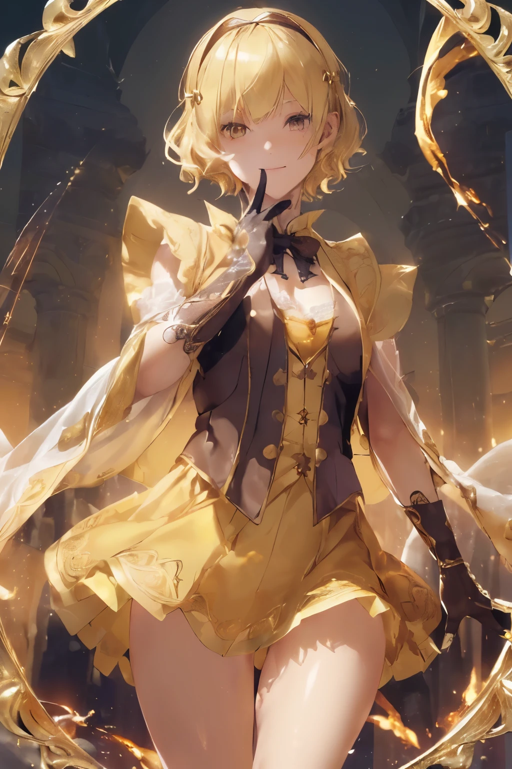 (((1girl))), ((best quality)), ((masterpiece)), ((ultra-detailed)), (illustration), (detailed light), (an extremely delicate and beautiful), (beautiful detailed eyes), (sunlight), ((extremely light)), ((extremely clothes)), (((hyper detail))),(((((front lighting))))),(((((front light))))),
((((quite adorable and sexy Wizard's robe with a blous, vest and a brief skirt and magical hairband))), (((Expert Wizard))),
,
(((wavy short manish bob))), ((((yellow gold hair)))), (((short hair))),
(((deep red eyes))),
((((whole body)))), aged 14 to 16, ((((())))), ((((very adorable young girl)))),
((condescending expression)), ((mischievous smile with sexual satisfaction)), (((extra adorable))), (((((extra slender shape))))),
(((((extremely beautiful detailed face))))),
(((dynamically and bravely attacking enemies by a spell of fire balls))), (((elegant magic boots))), (((surrounded by vast stones))),
(Dutch angle), (((elegant magic gloves))), ((transparent magical underskirt)), a little bit exposed adorable magical panties