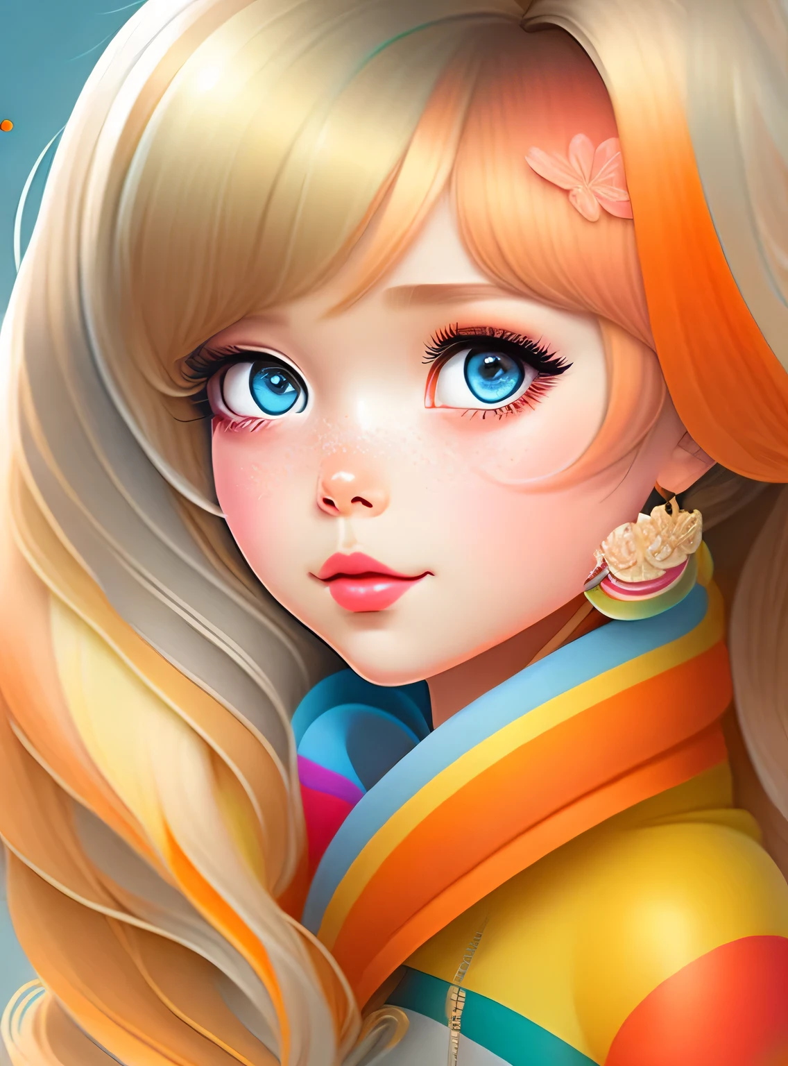 the colorida abstract of cute girl, (colorida,altamente detalhado,arte vetorial)
