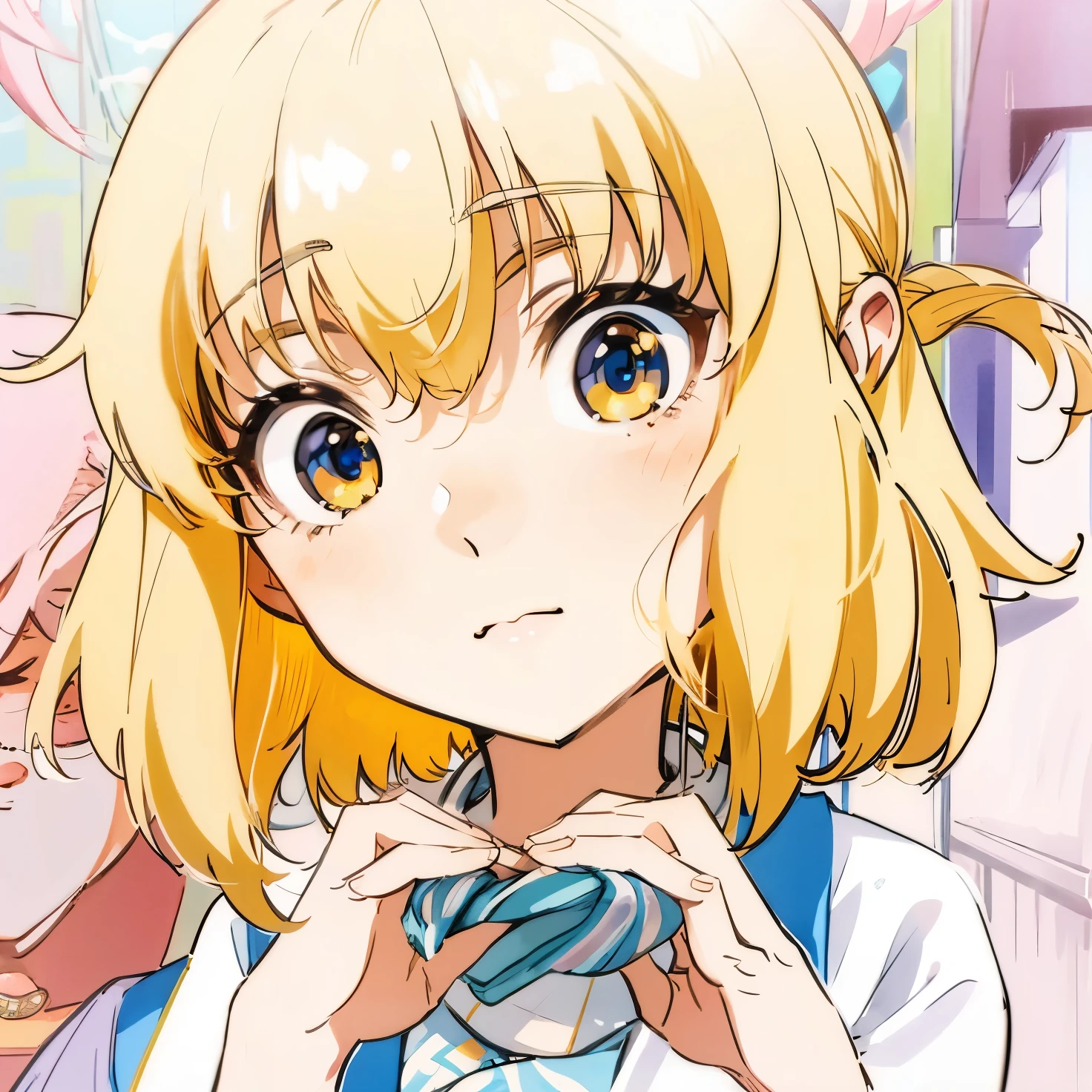 1girl, Shibasaki roka, White jacket, Short hair, Yellow hair, Realistic, Ultra detail.