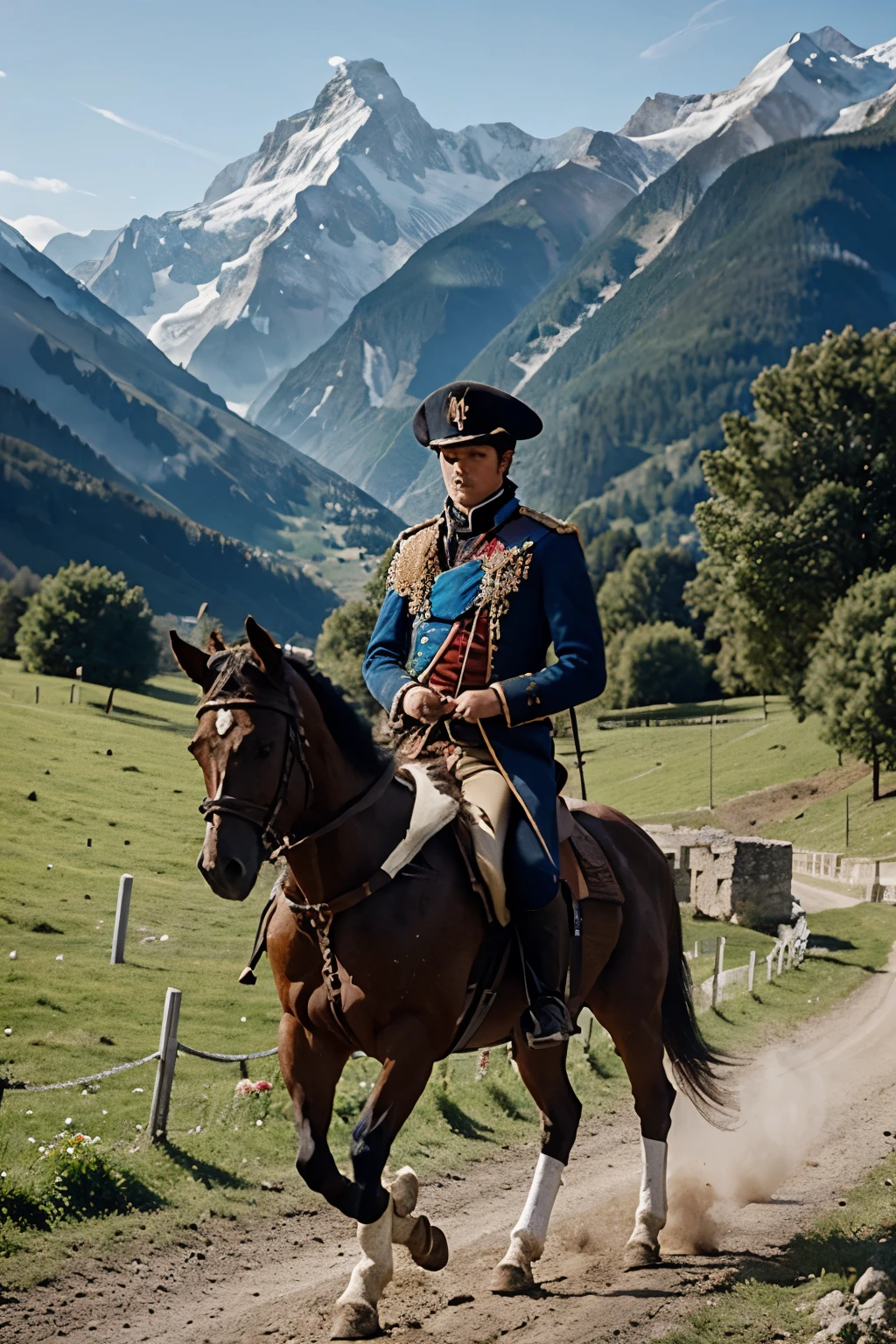 Napoleon crosses the Alps on horseback