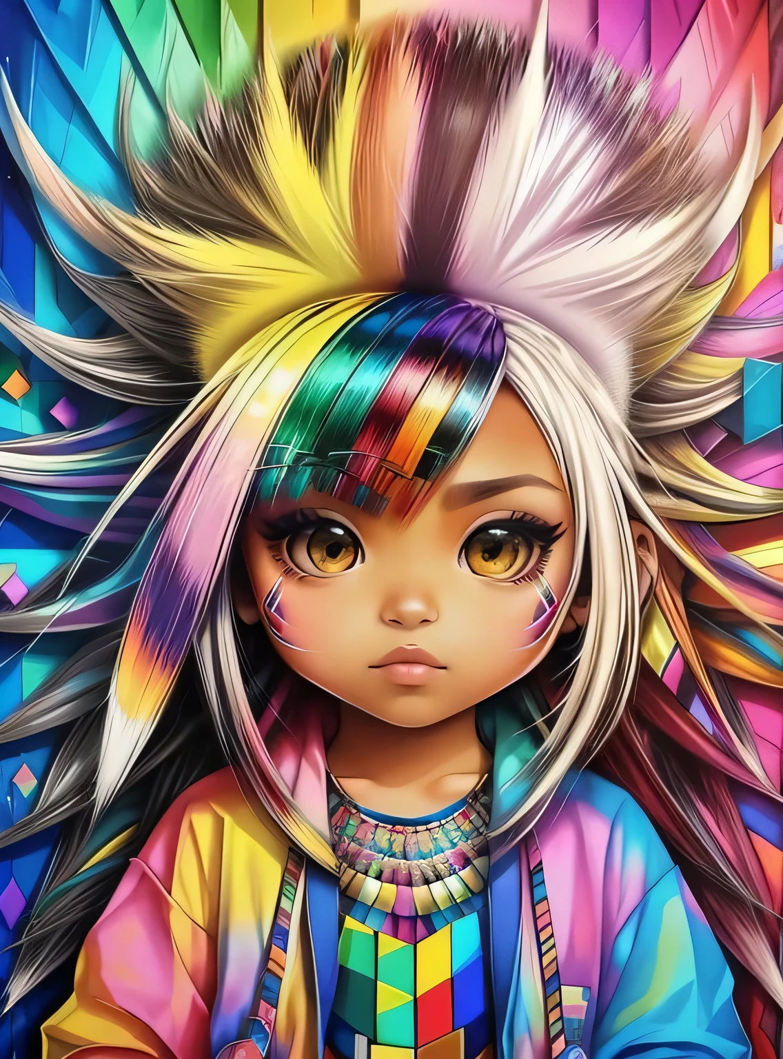 (Porcupine (Pithecophaga jefferyi)), Eduardo Kobra acolchoamento ,multidimensional geometric PORTRAIT wall, arte, chibi,
yang016k, lindo, colorido,
obras-primas, qualidade superior, melhor qualidade, arte oficial, beautiful and aesthetic,