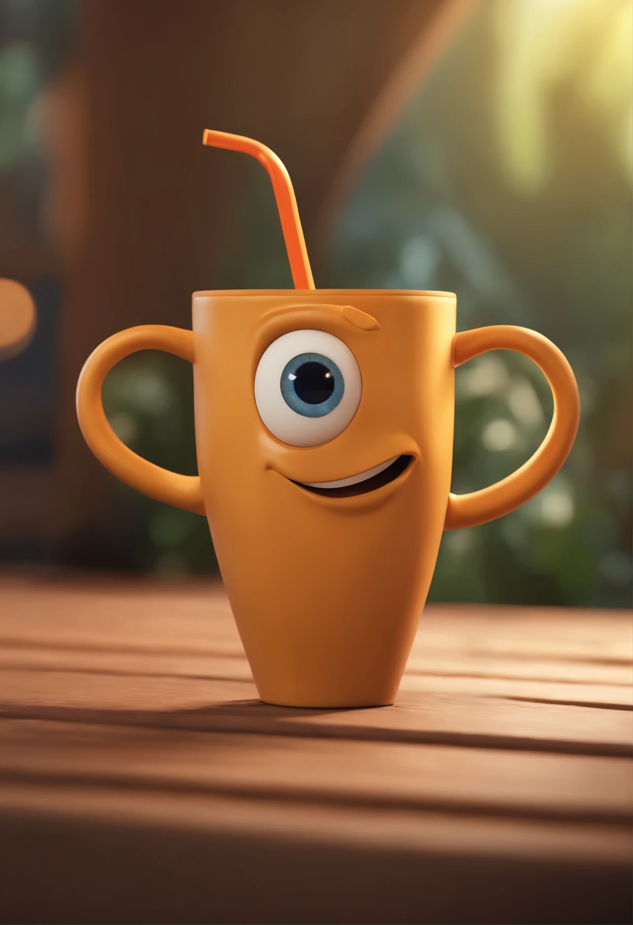 Cartoon character of a living cup with large eyes and a straw, animation character, Caractere estilizado, animation style rendering, 3D estilizado, Arnold Maya render, 3 d render stylized, toon render keyshot, Personagem 3D, Personagem 3D, 3d rendering stylized, 3 d character render, personagem de desenho animado, Personagem de close up, Pose de personagem, (Estilo Pixar) (master part:1.2) (Bokeh) (best quality) (pele detalhada) (textura detalhada) (8k) (argila) (Cinematic lighting) (foco nítido