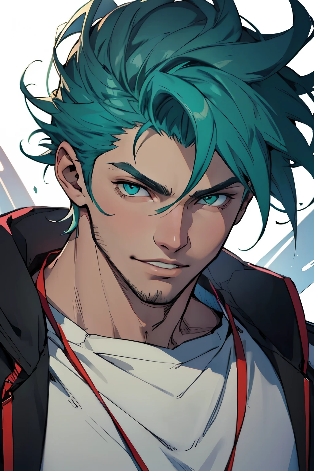Cabelo vermelho, olhos verdes, orelhas de gato
